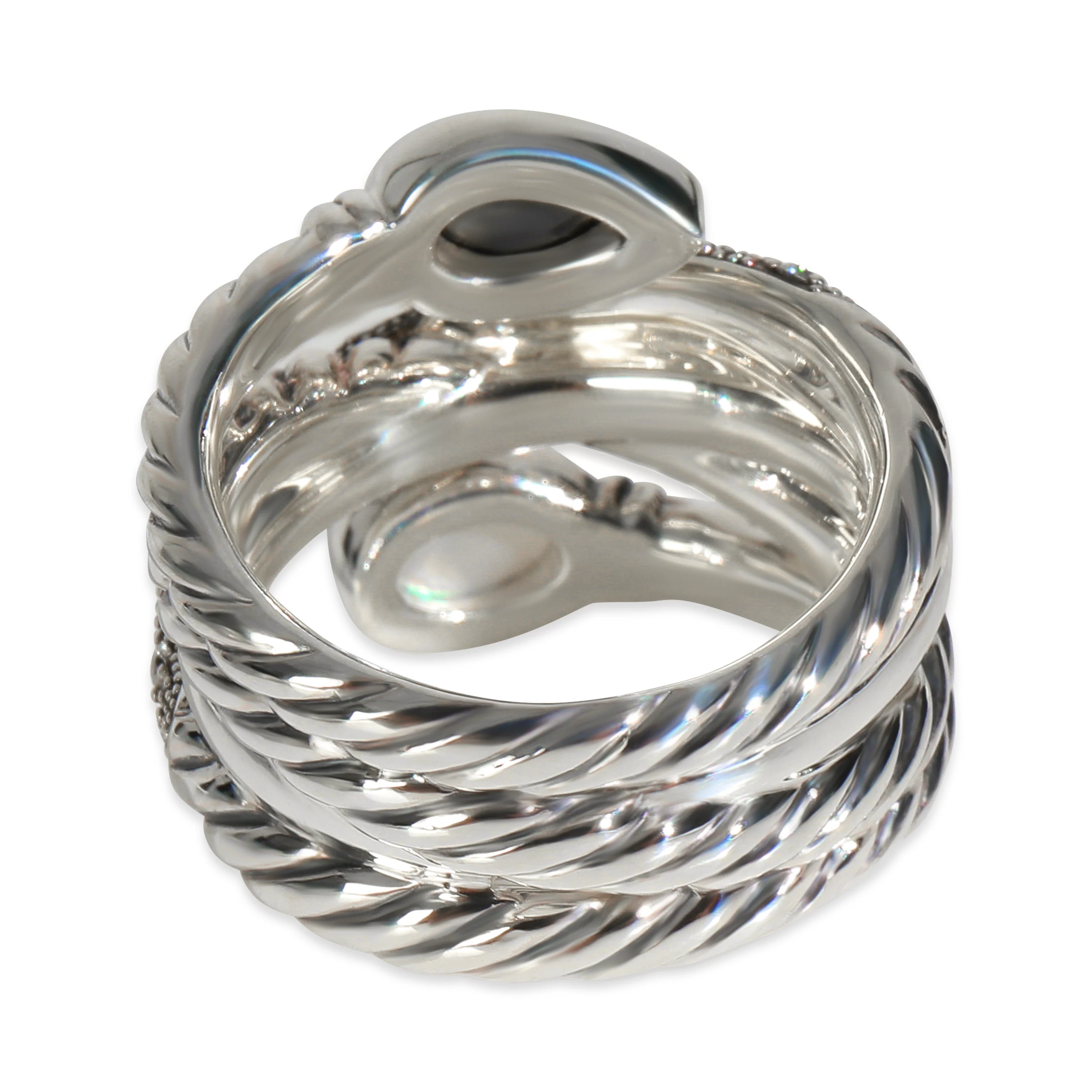 Sterling Silver Hematite and Diamond Grisaille Crossover Ring - Image 4