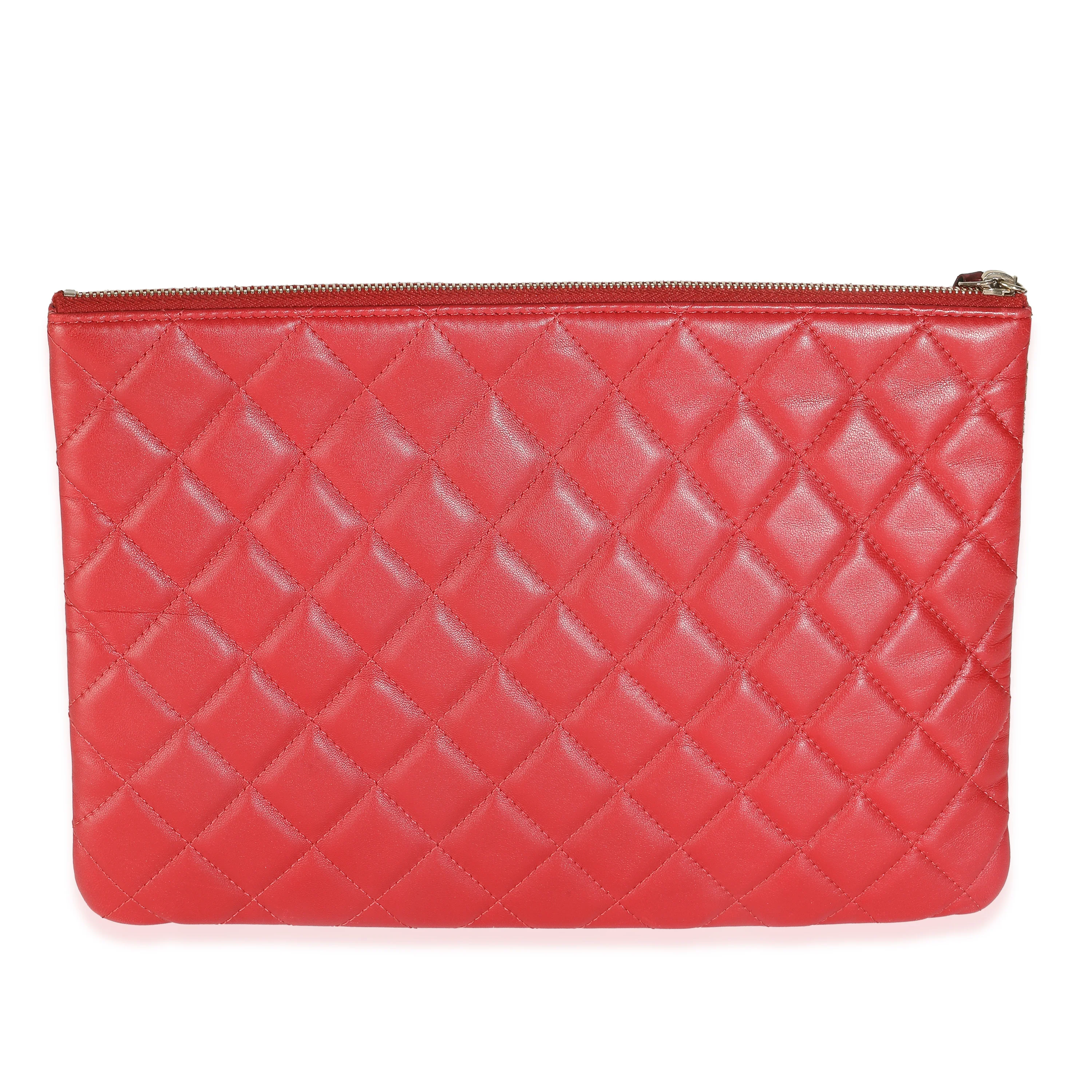 Red Quilted Lambskin Medium Casino Beauty CC Cosmetic Case - Image 4