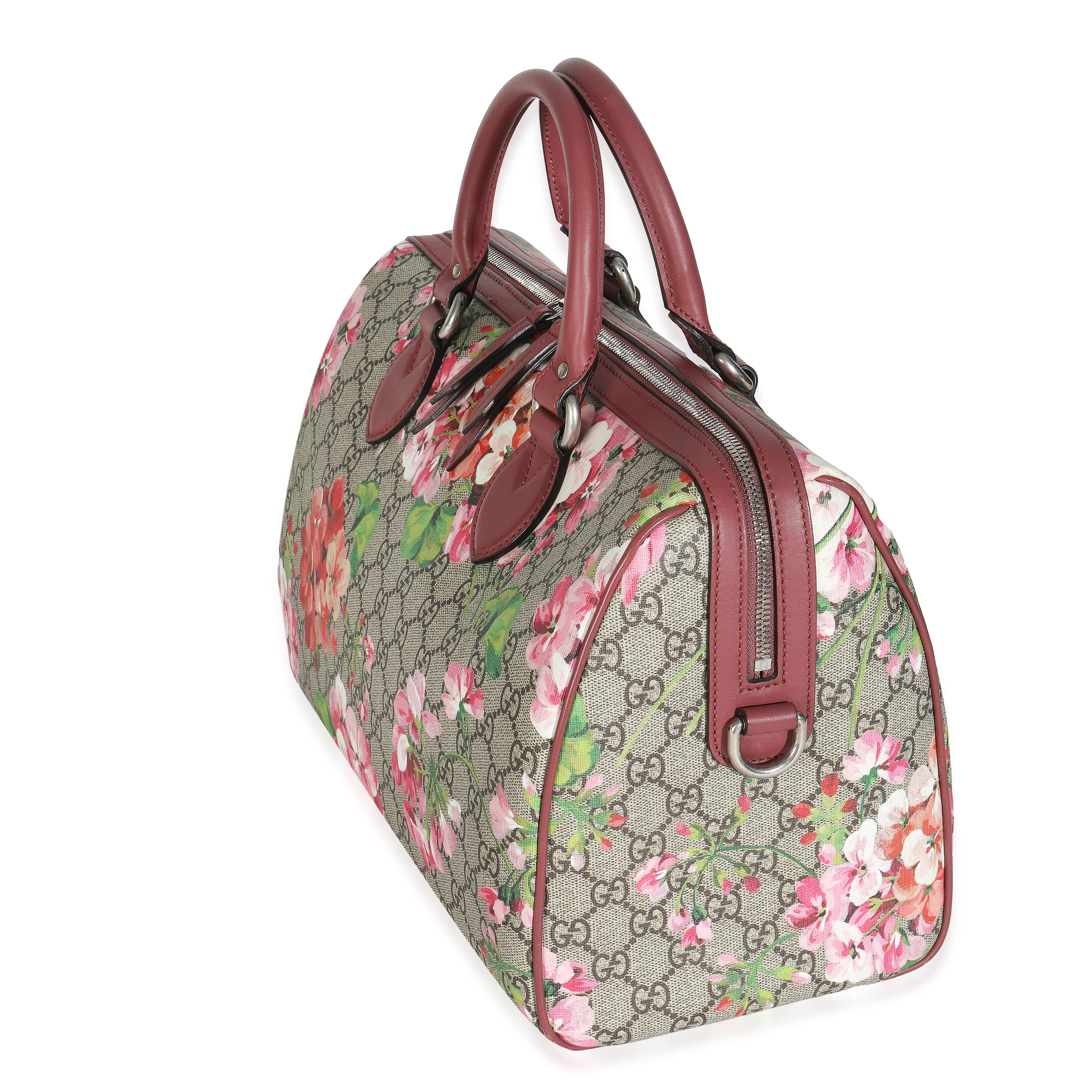 Beige Multicolor Dry Rose GG Supreme Monogram Blooms Large Boston Bag - Image 2