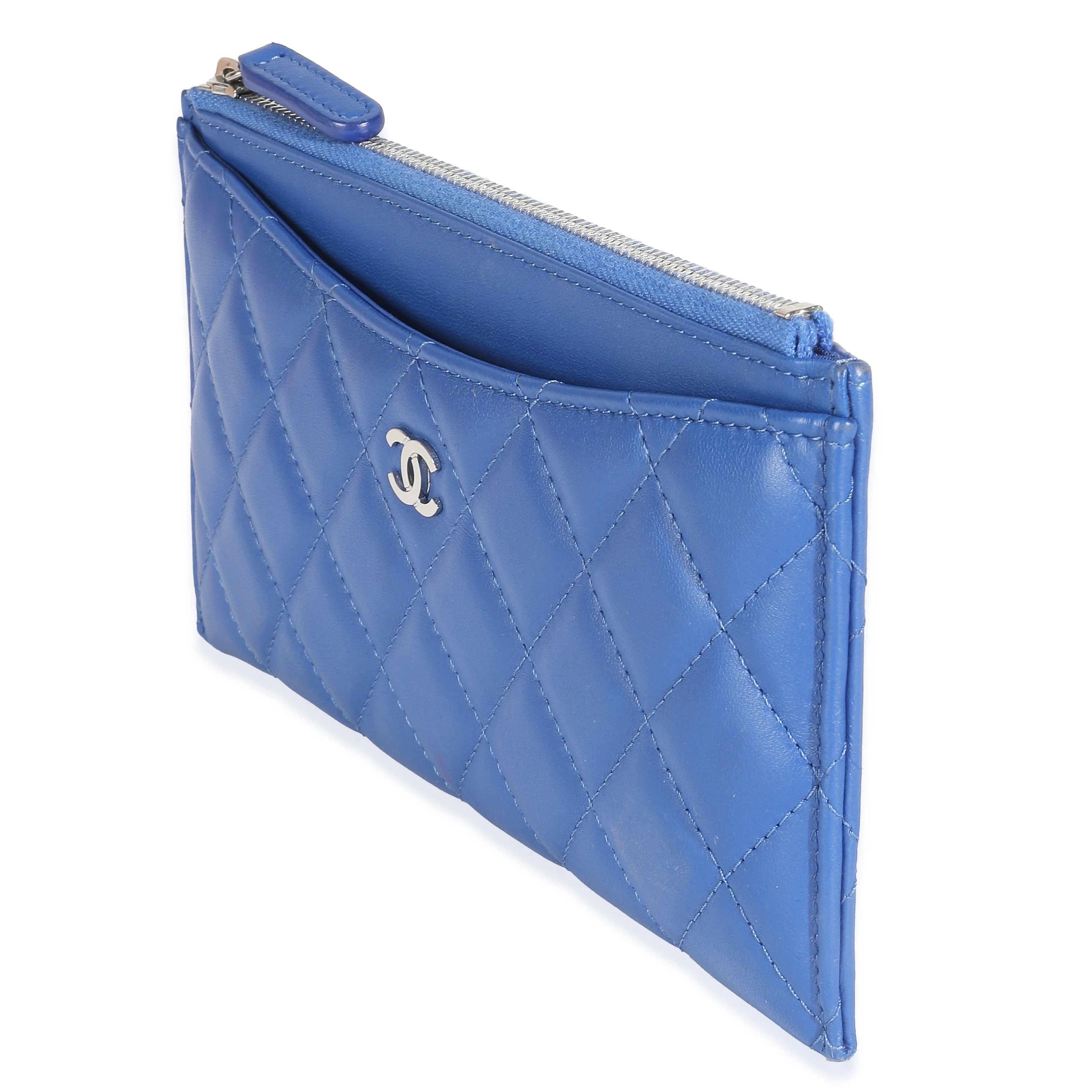 Navy Quilted Lambskin Classic Zip Pouch - Image 2