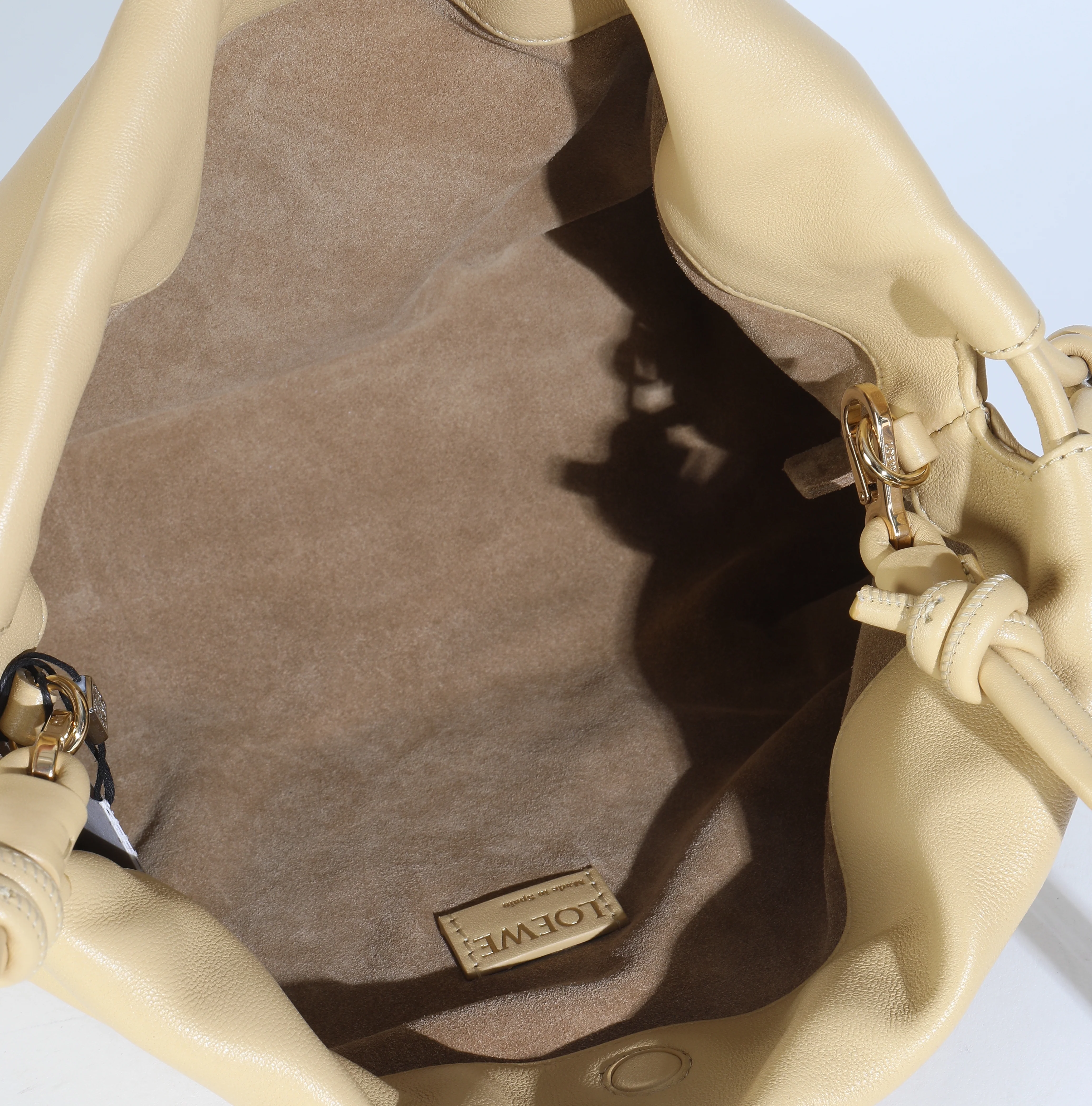 Beige Mellow Nappa Donut Chain Medium Flamenco Purse - Image 9