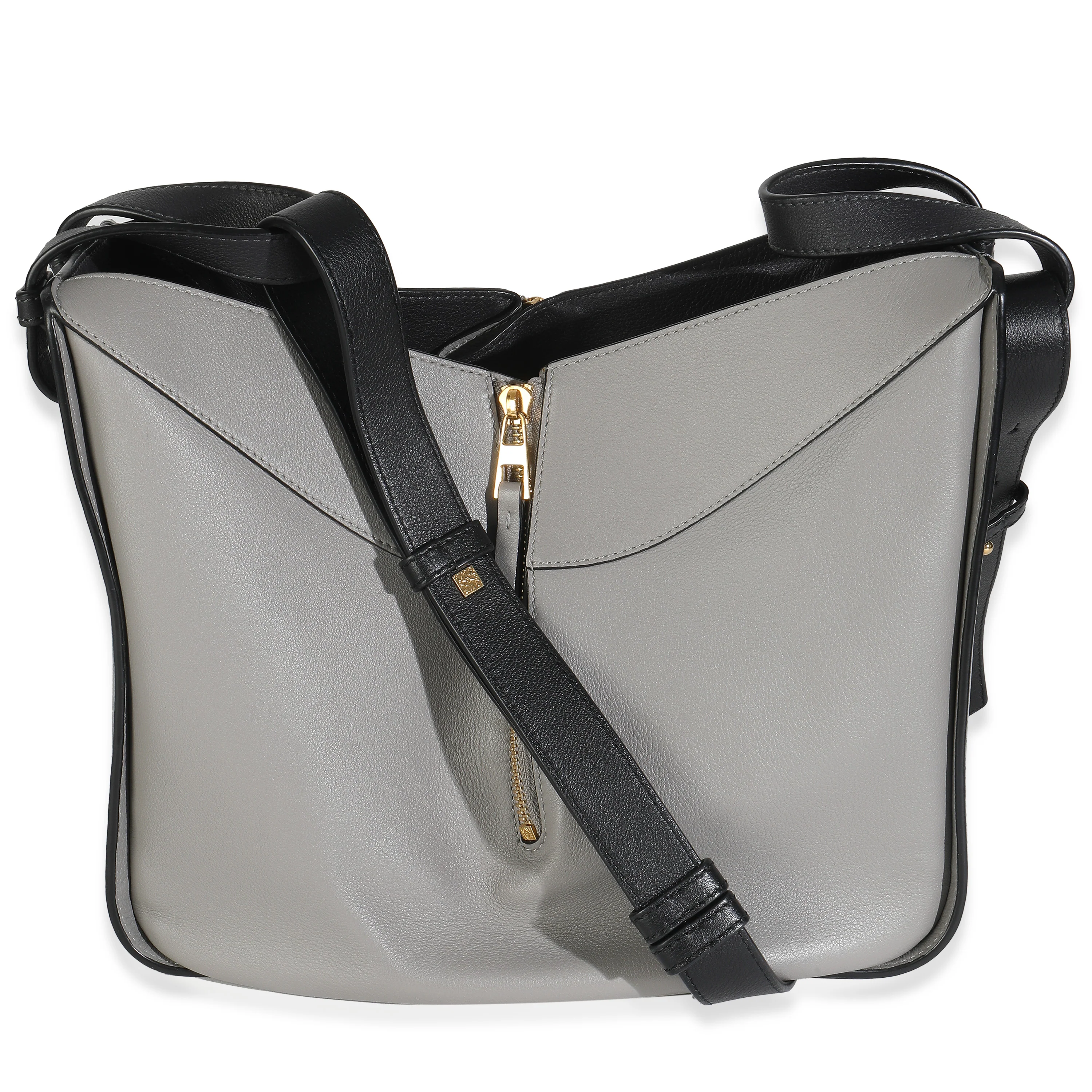 Grey Black Calfskin Medium Hammock Shoulder Bag - Image 4