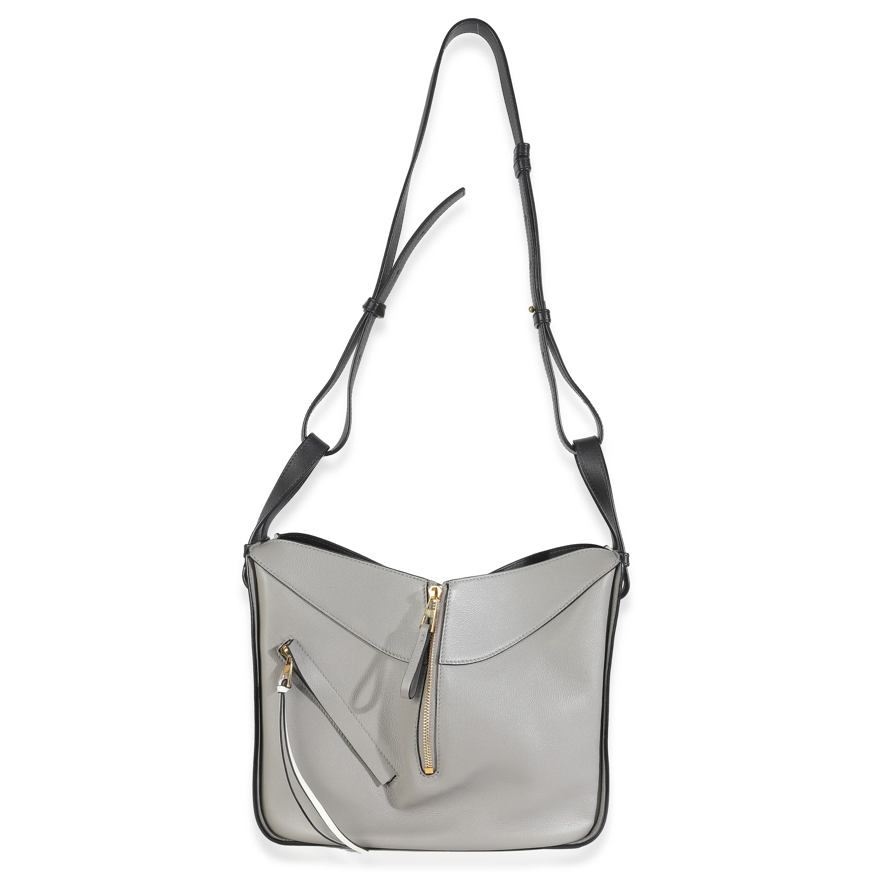 Grey Black Calfskin Medium Hammock Shoulder Bag - Image 8