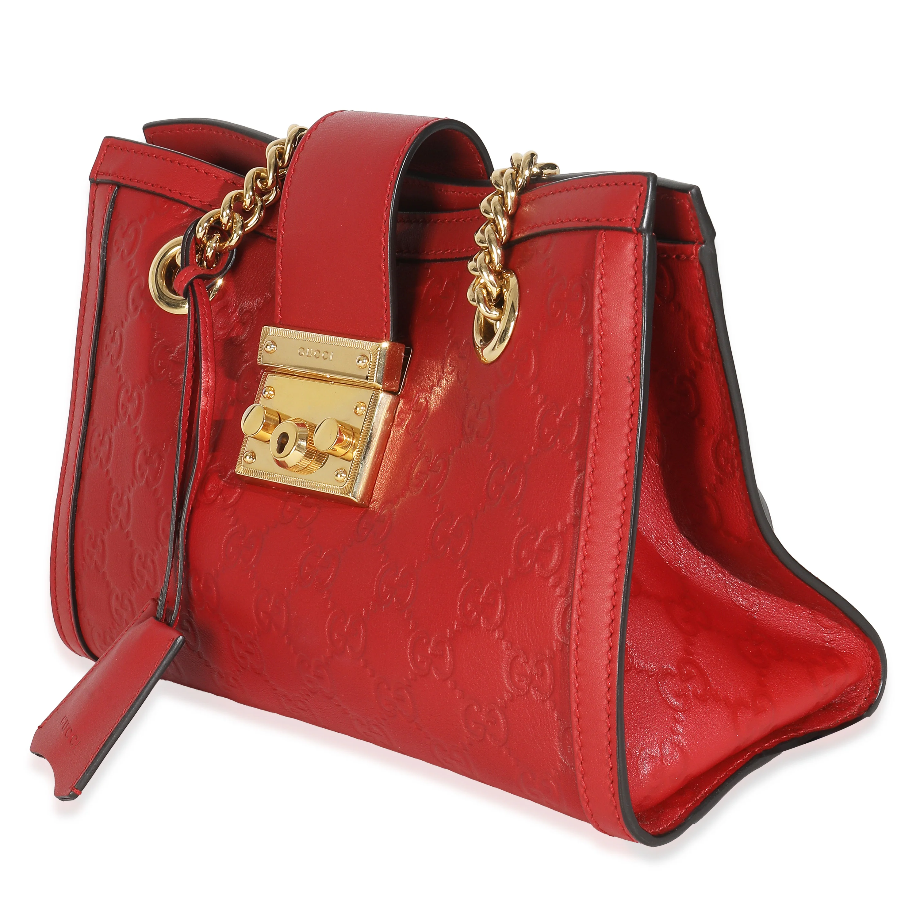 Hibiscus Red Guccissima Small Padlock Tote - Image 2