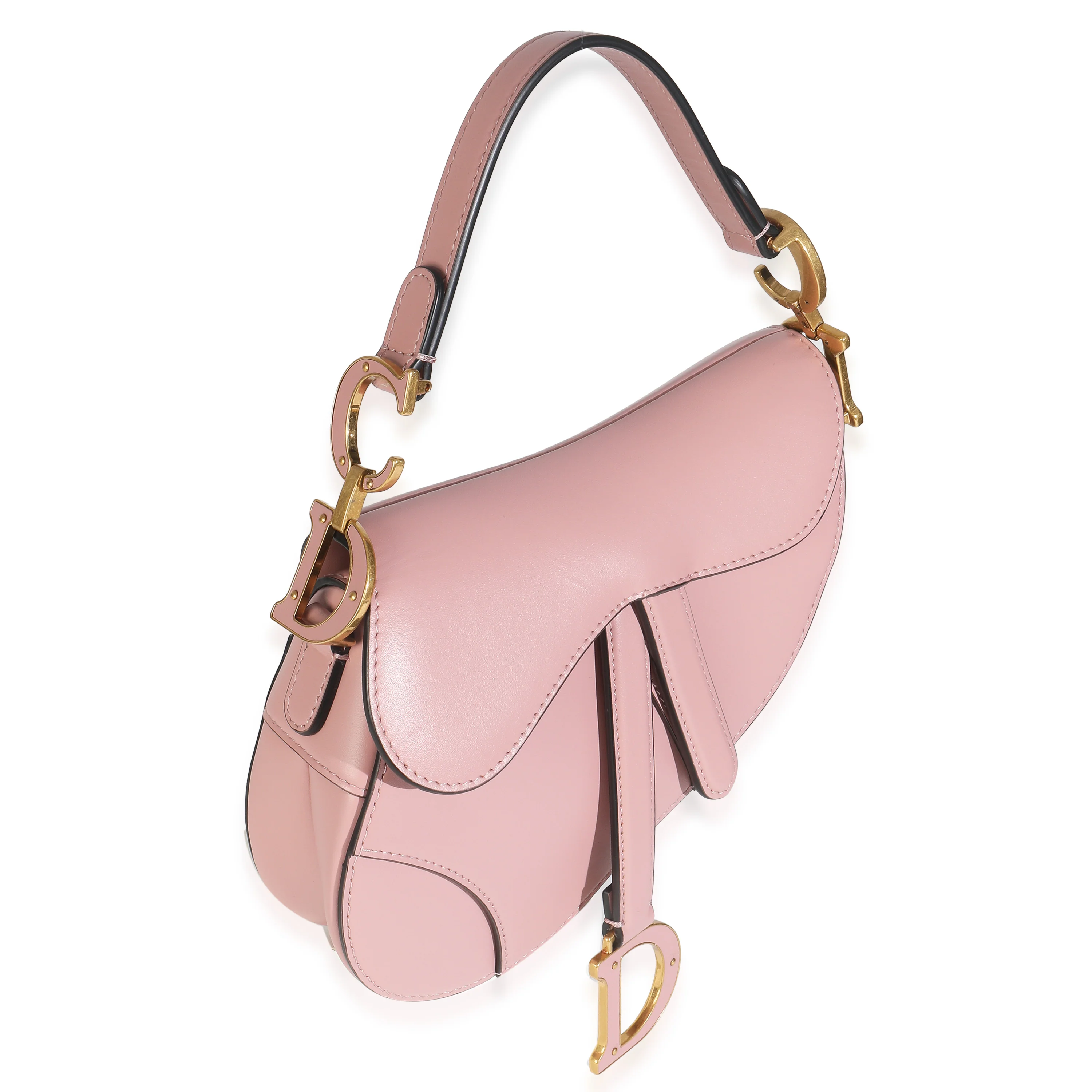Antique Pink Smooth Calfskin Mini Saddle - Image 3