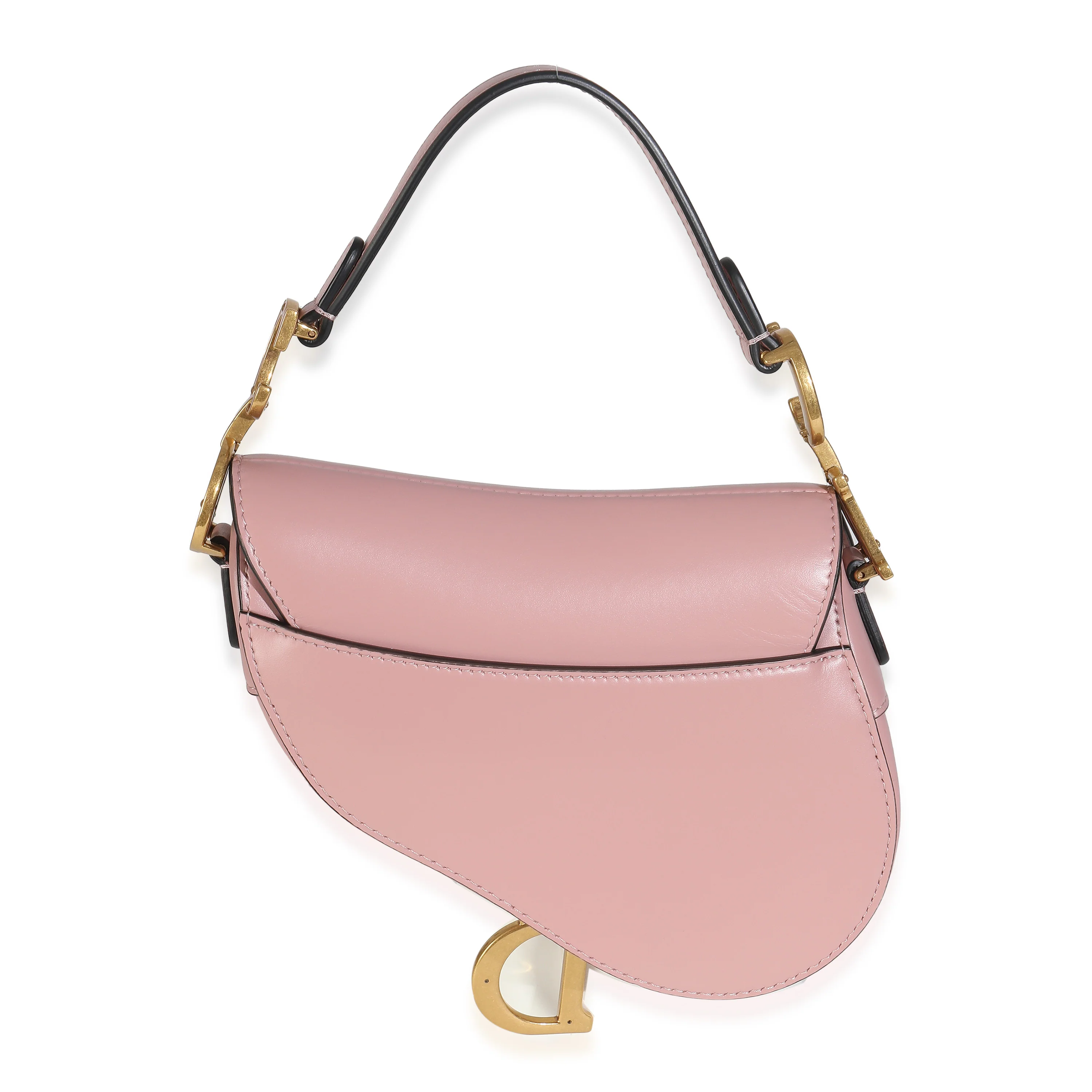 Antique Pink Smooth Calfskin Mini Saddle - Image 4