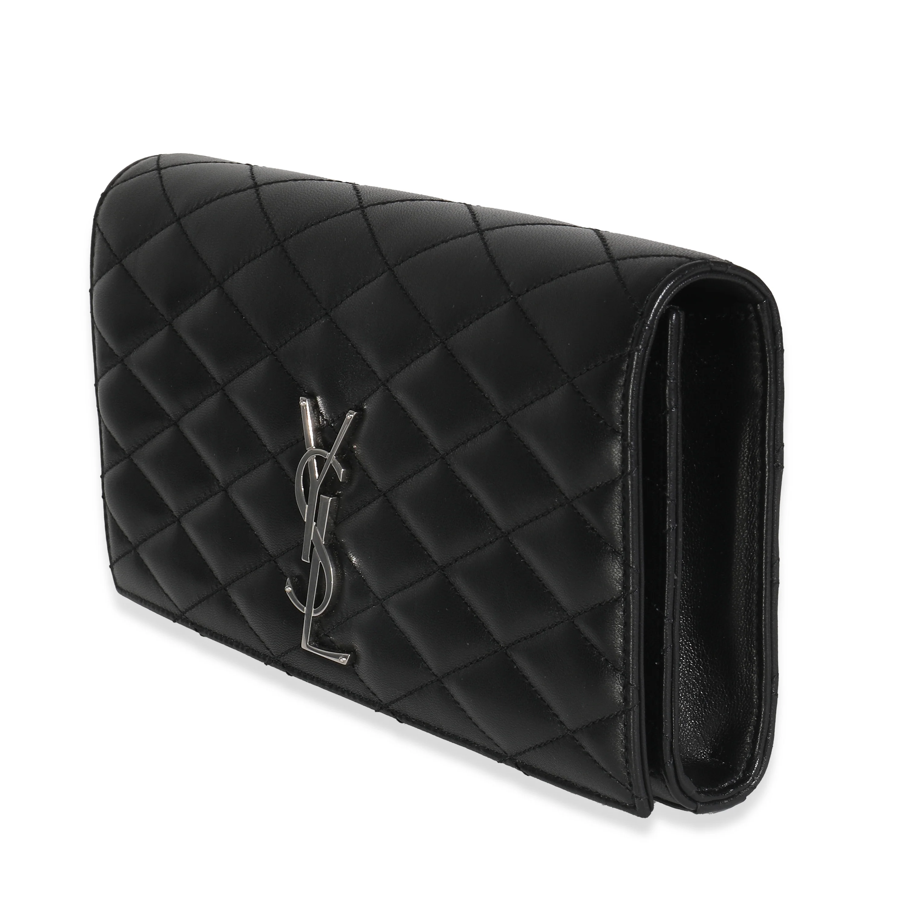 Black Lambskin Quilted Kate Clutch - Image 2