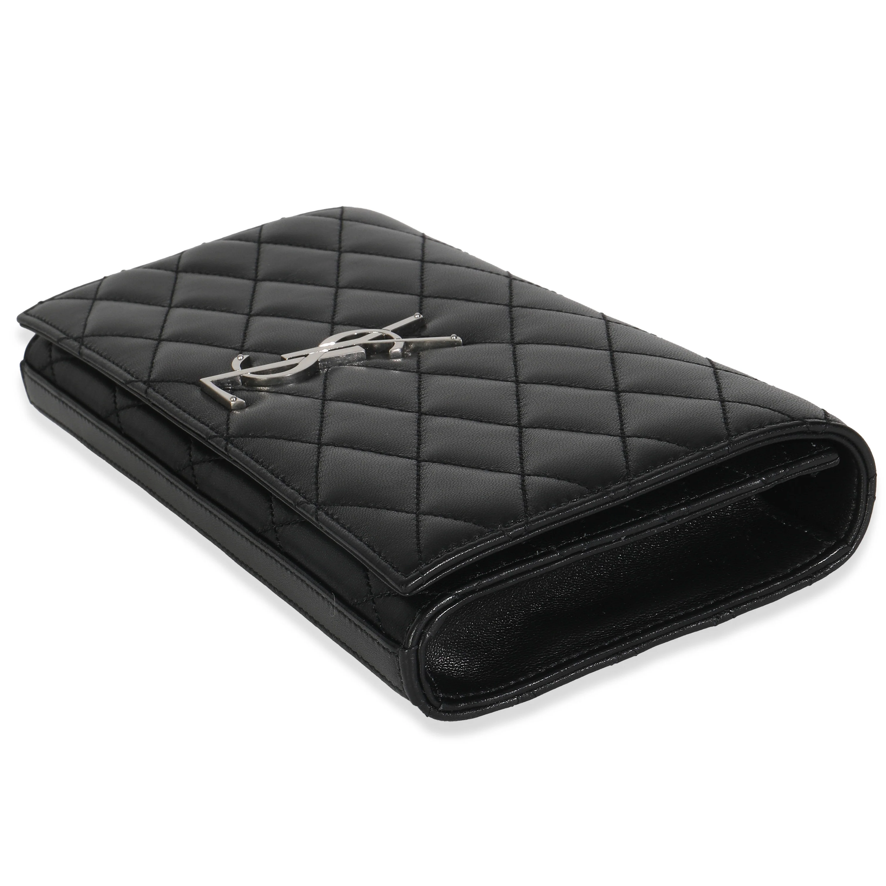Black Lambskin Quilted Kate Clutch - Image 7