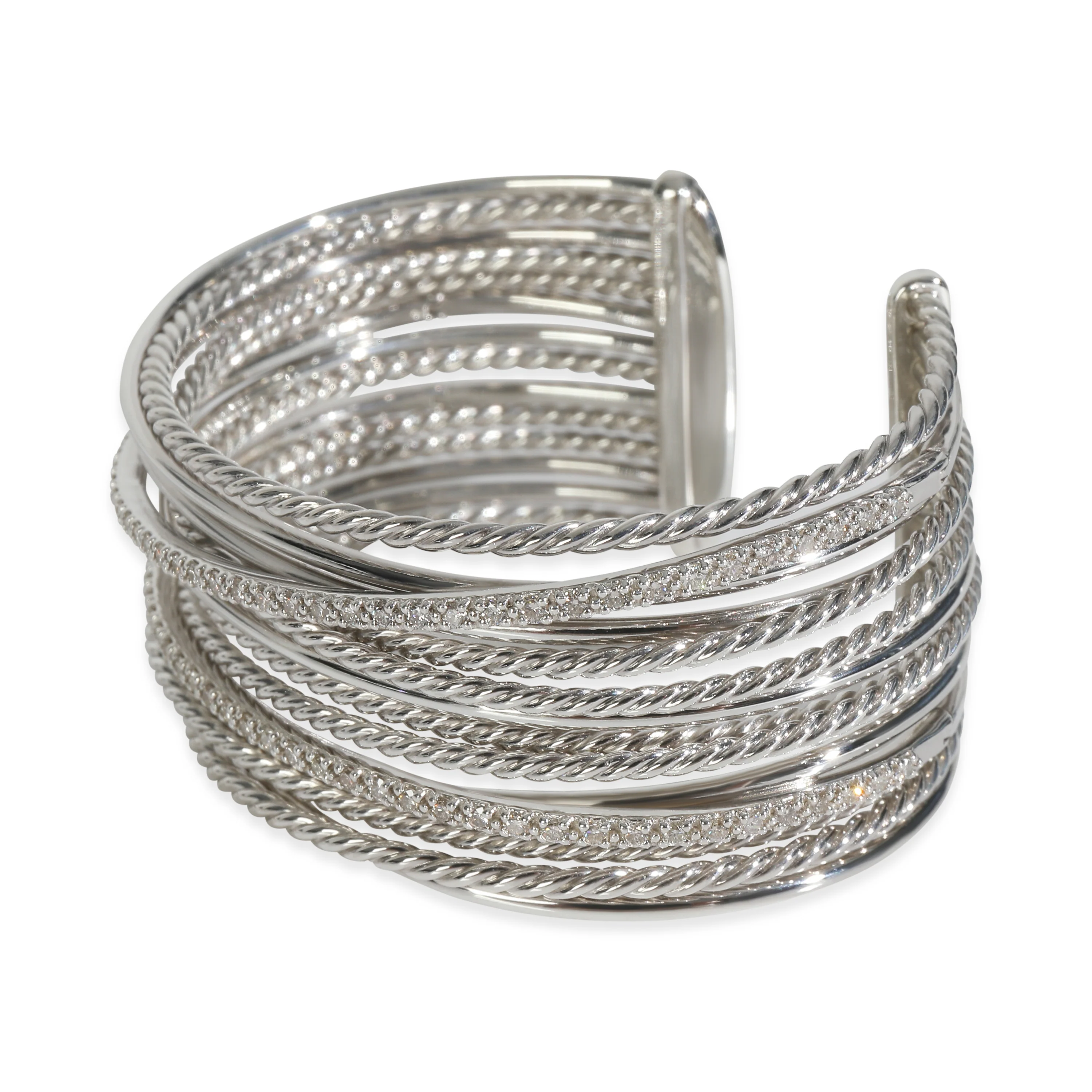 Sterling Silver Diamond Wide Crossover Bracelet - Image 2