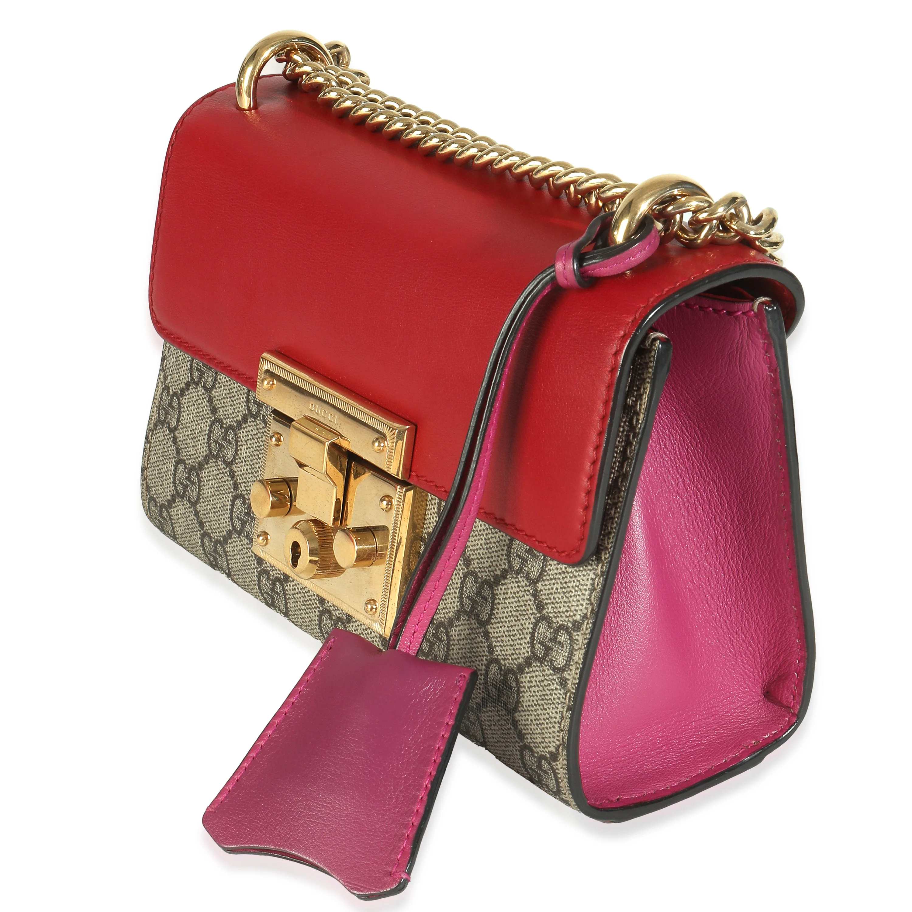 GG Supreme Red Pink Moon Calfskin Small Padlock Shoulder Bag - Image 2