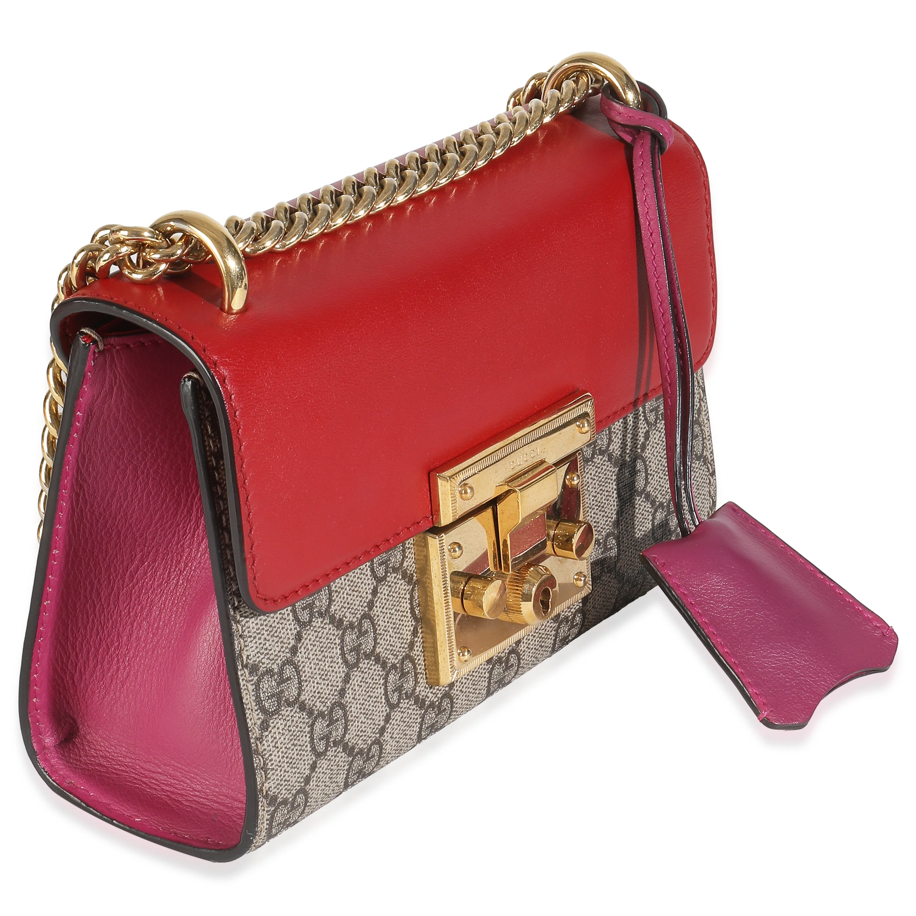 GG Supreme Red Pink Moon Calfskin Small Padlock Shoulder Bag - Image 3