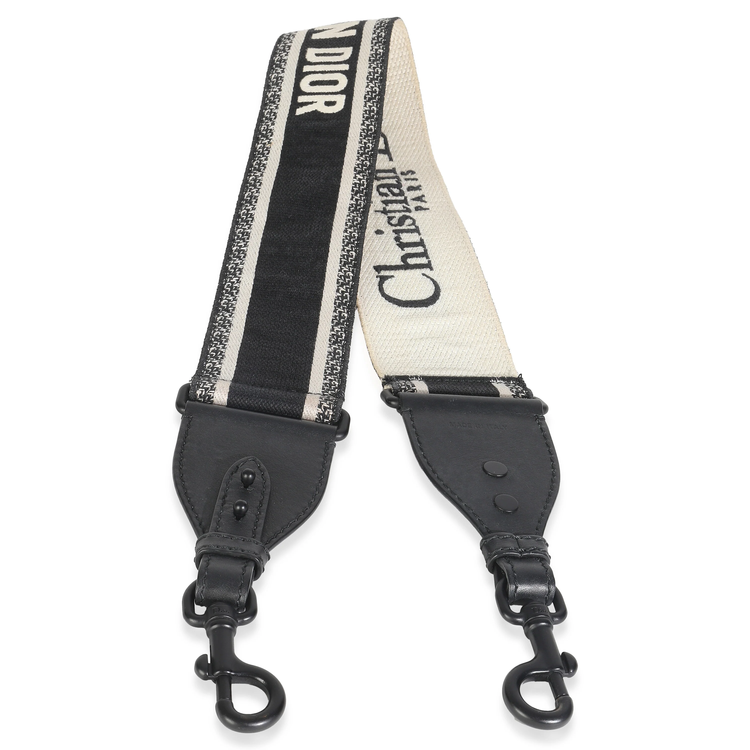 Black White Canvas Embroidered Shoulder Strap - Image 2