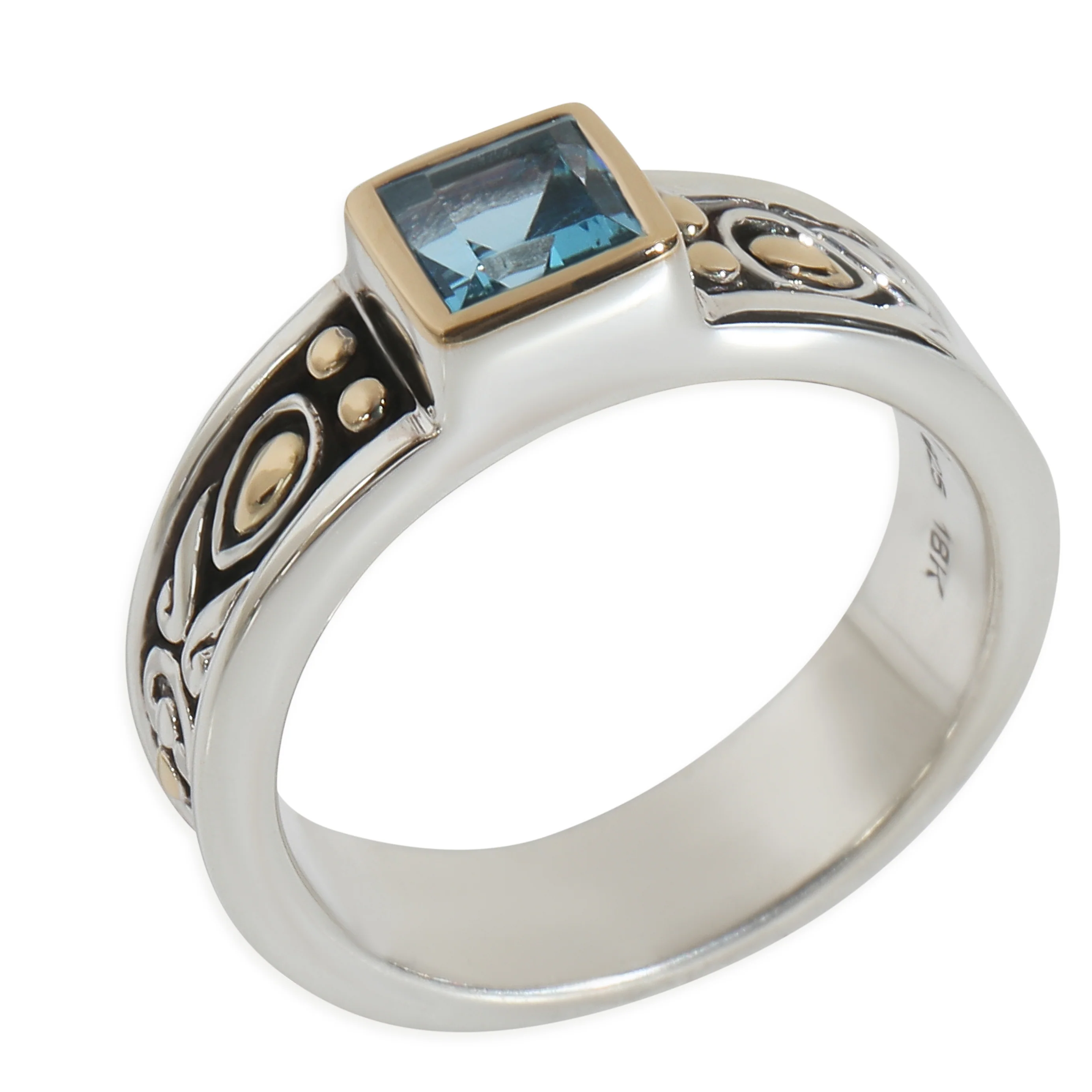 Yellow Gold & Sterling Silver Blue Topaz Ring - Image 6