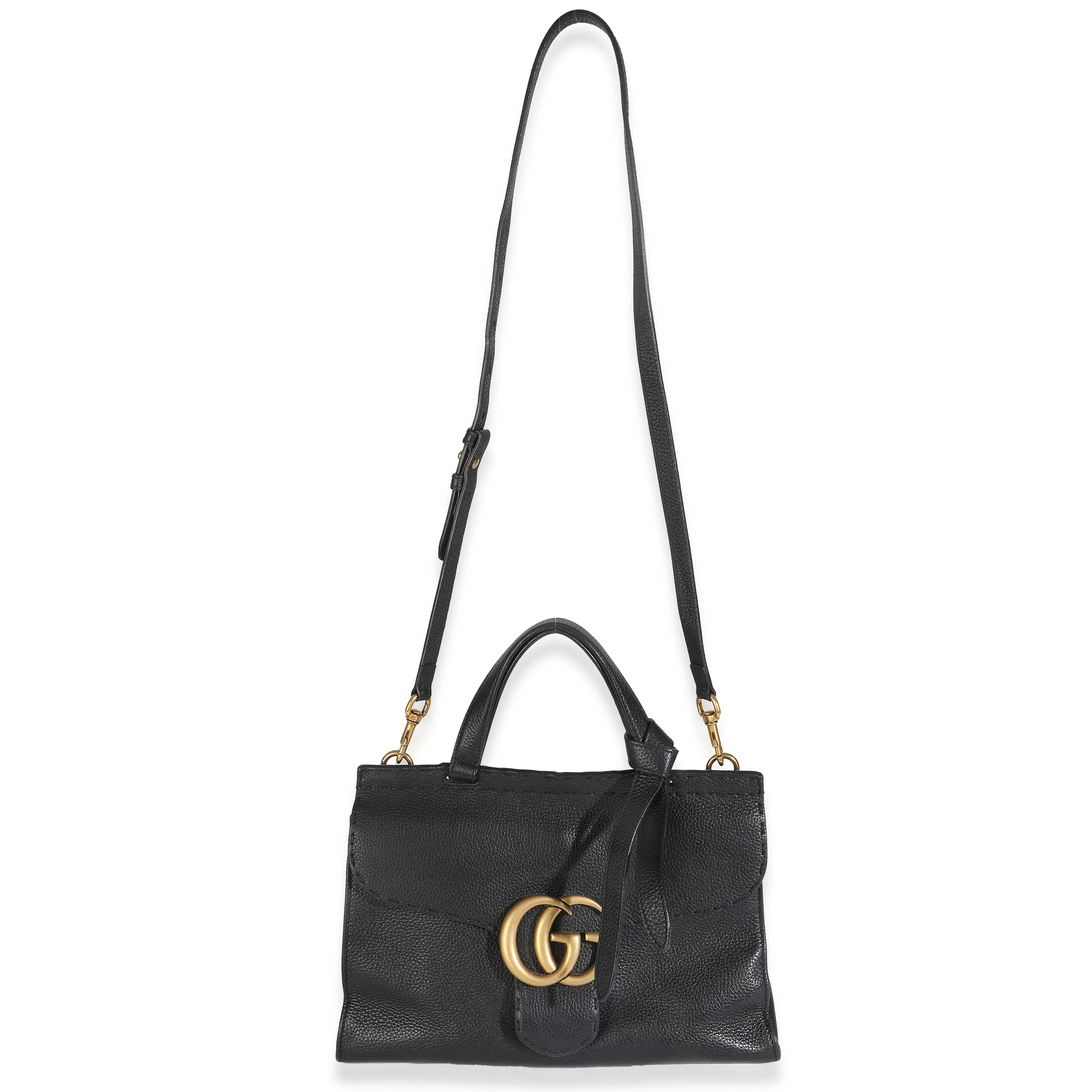 Calfskin Small GG Marmont Top Handle Bag Black - Image 5