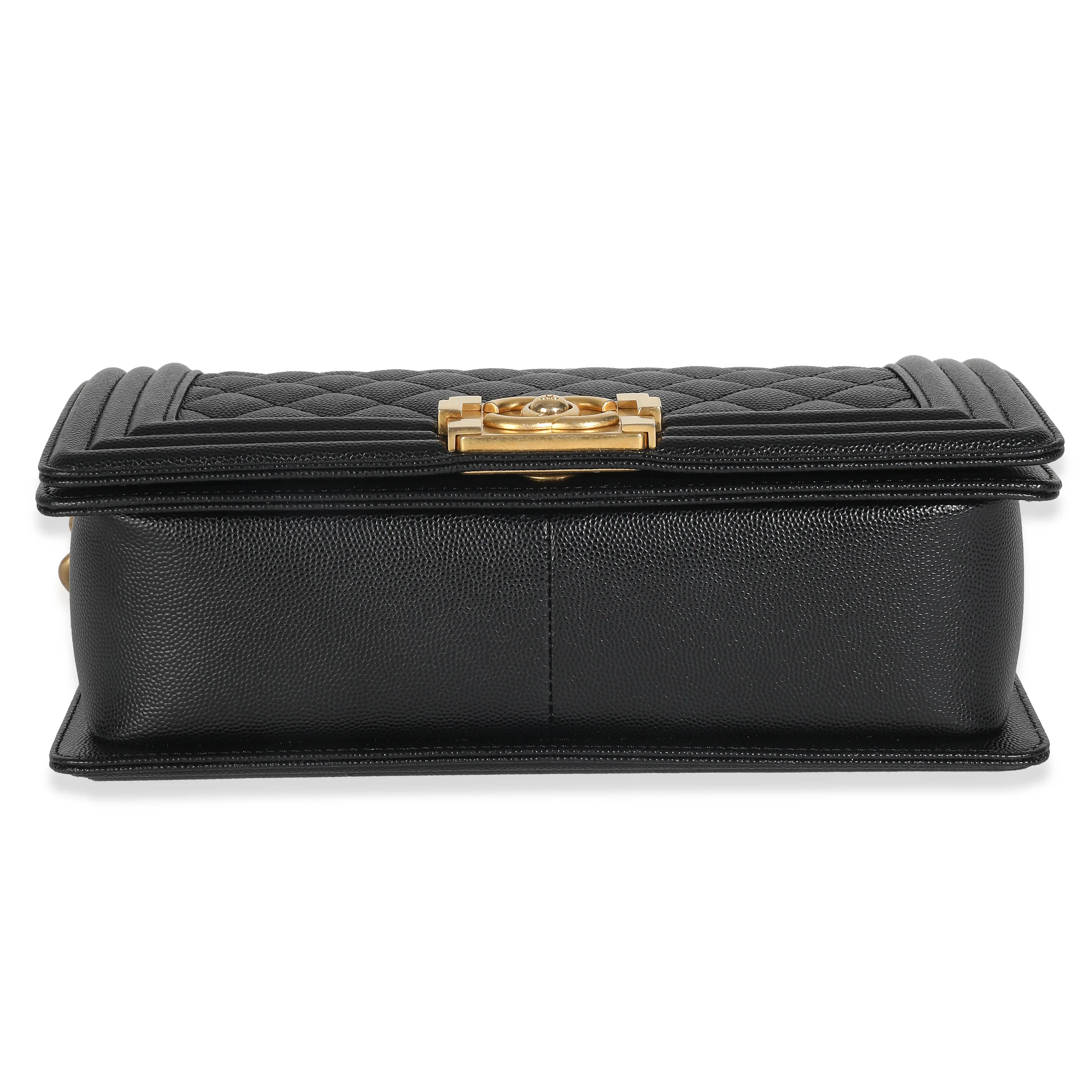 Black Quilted Caviar Medium Boy HandBag - Image 5