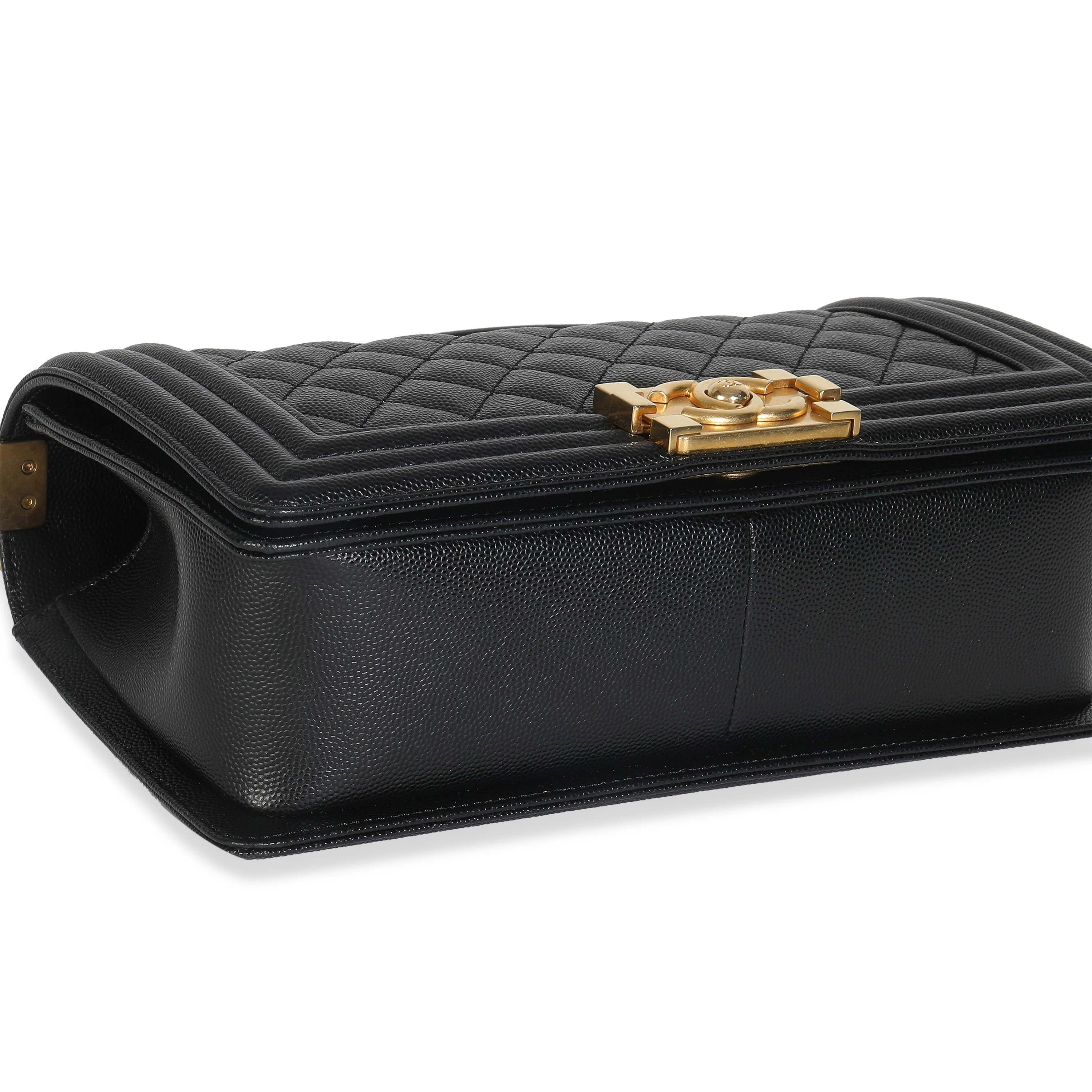 Black Quilted Caviar Medium Boy HandBag - Image 6