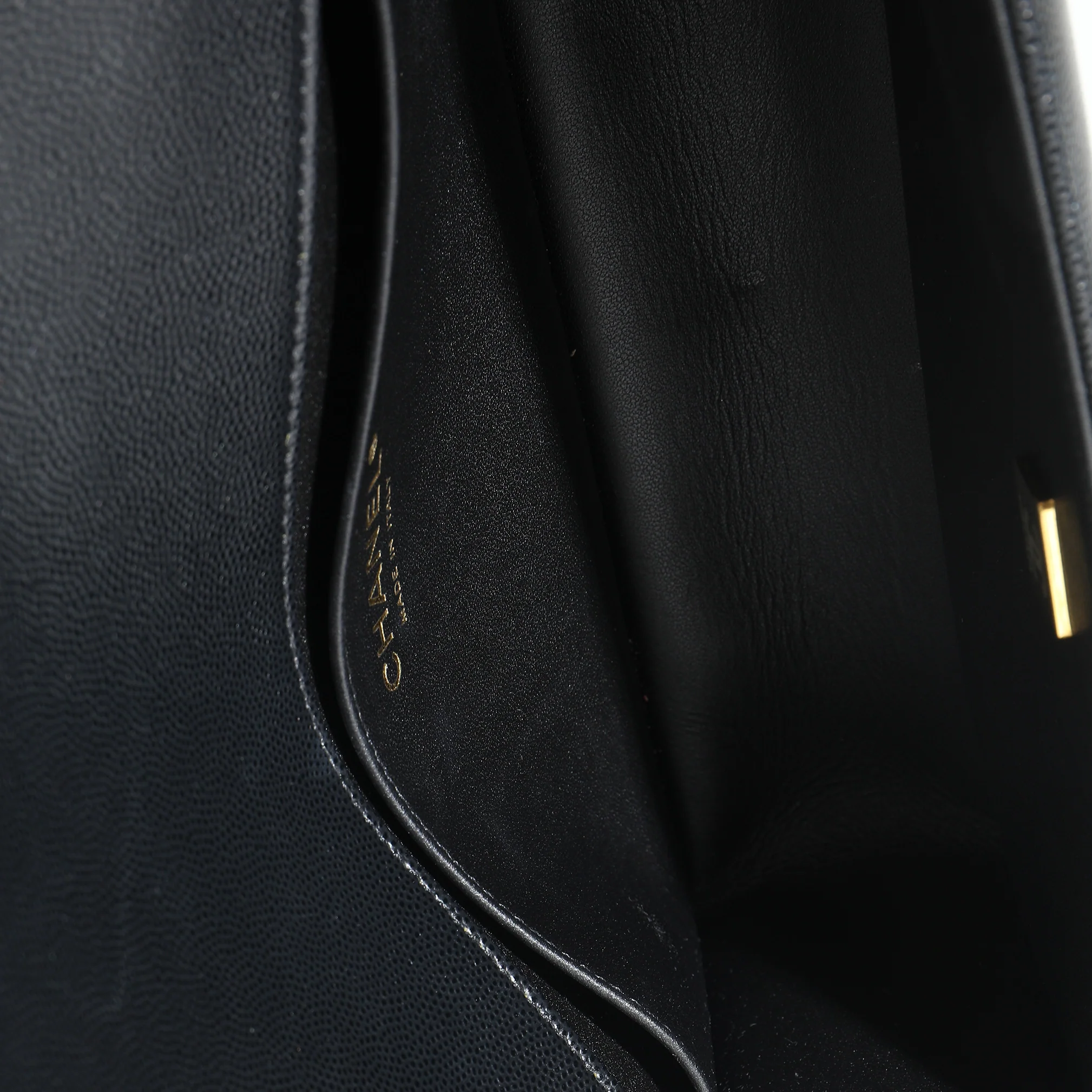 Black Quilted Caviar Medium Boy HandBag - Image 9