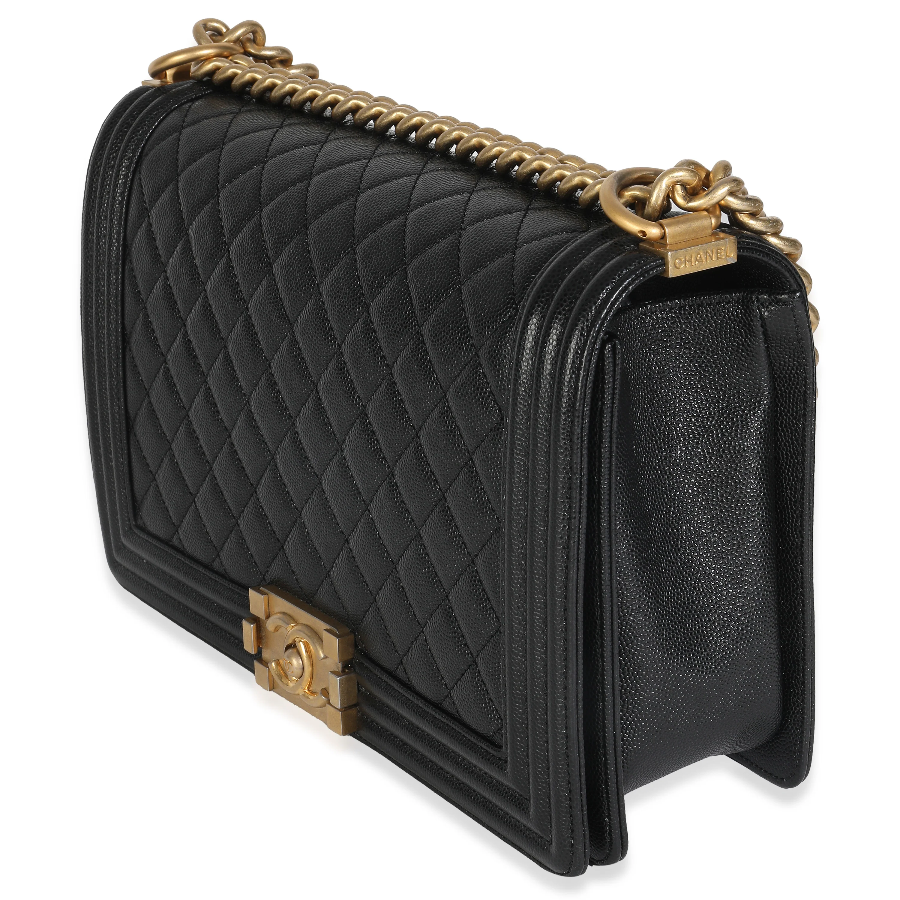 Black Quilted Caviar New Medium Boy HandBag - Image 2