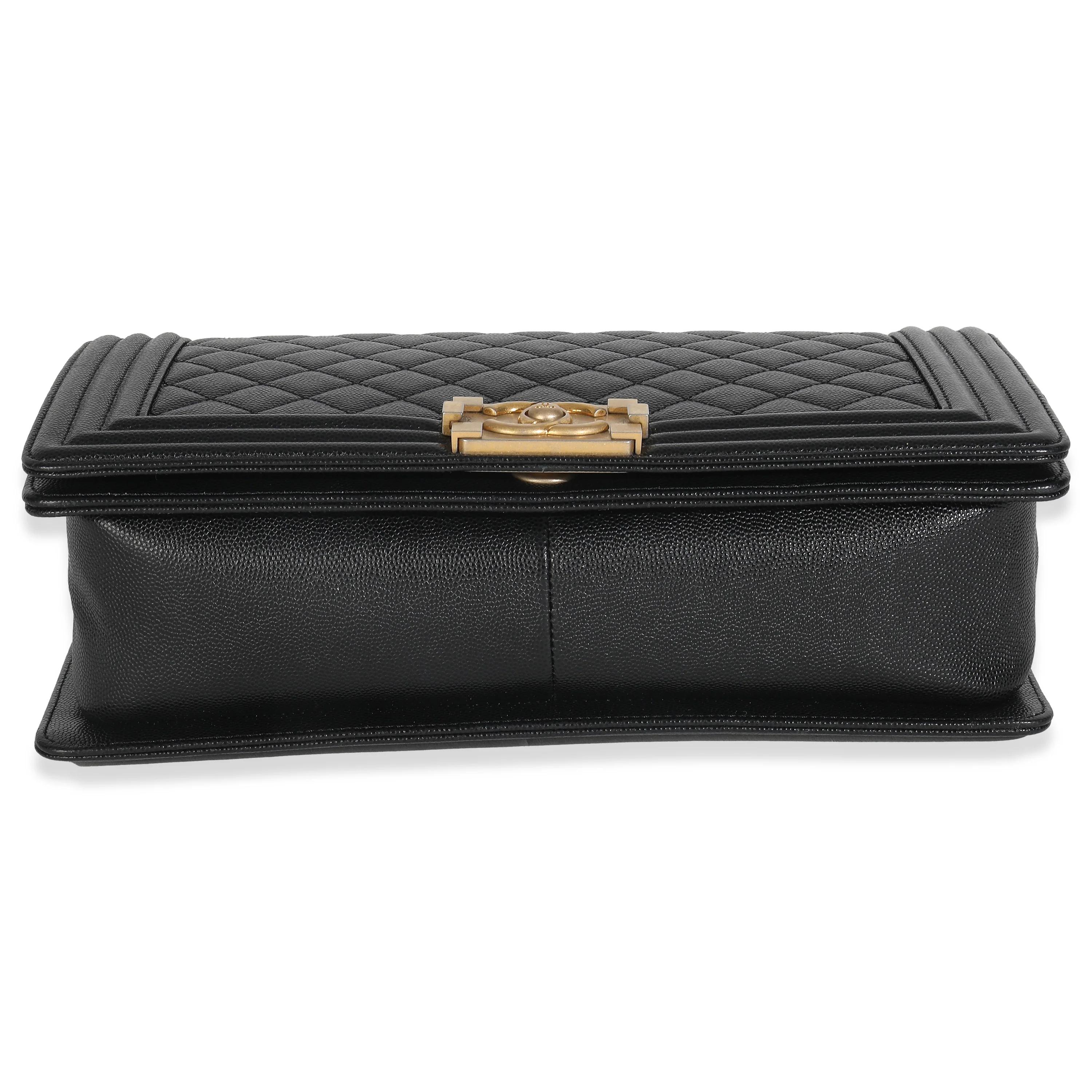 Black Quilted Caviar New Medium Boy HandBag - Image 6