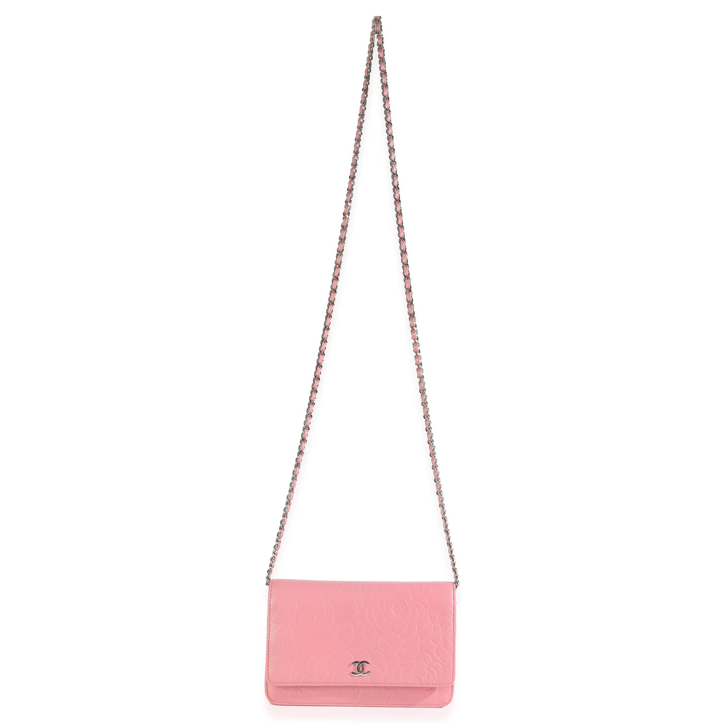 Pink Camellia Lambskin Wallet On Chain - Image 7