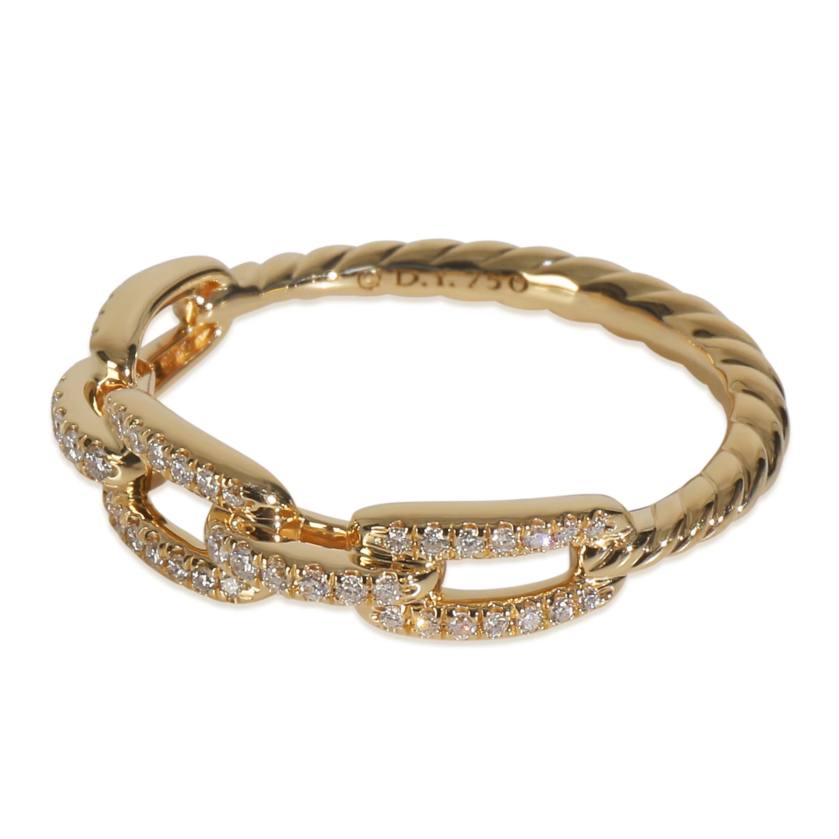 Yellow Gold Diamond Stax Chain Link Ring - Image 2