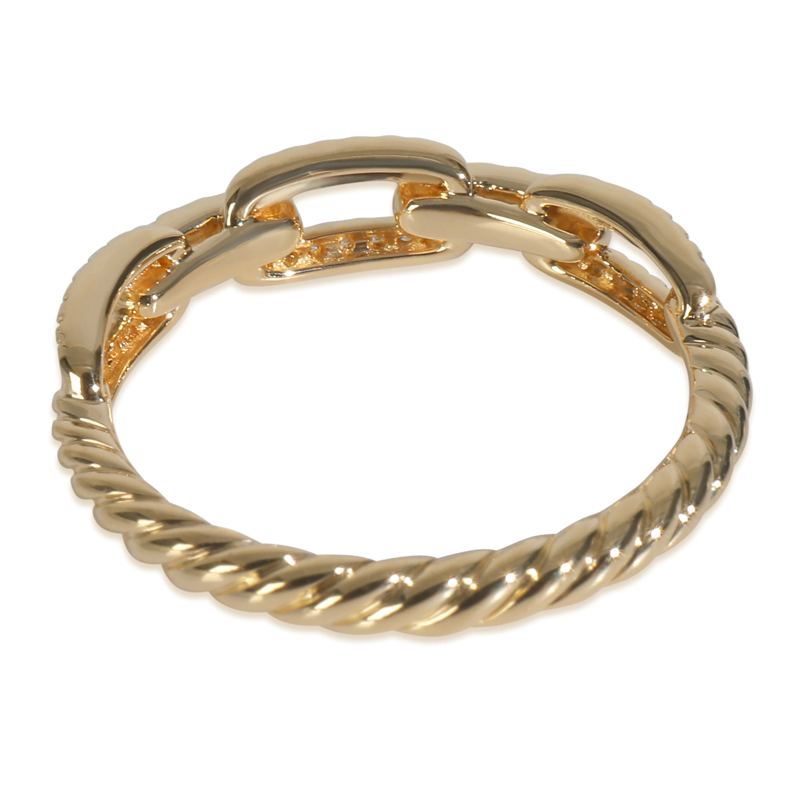 Yellow Gold Diamond Stax Chain Link Ring - Image 3