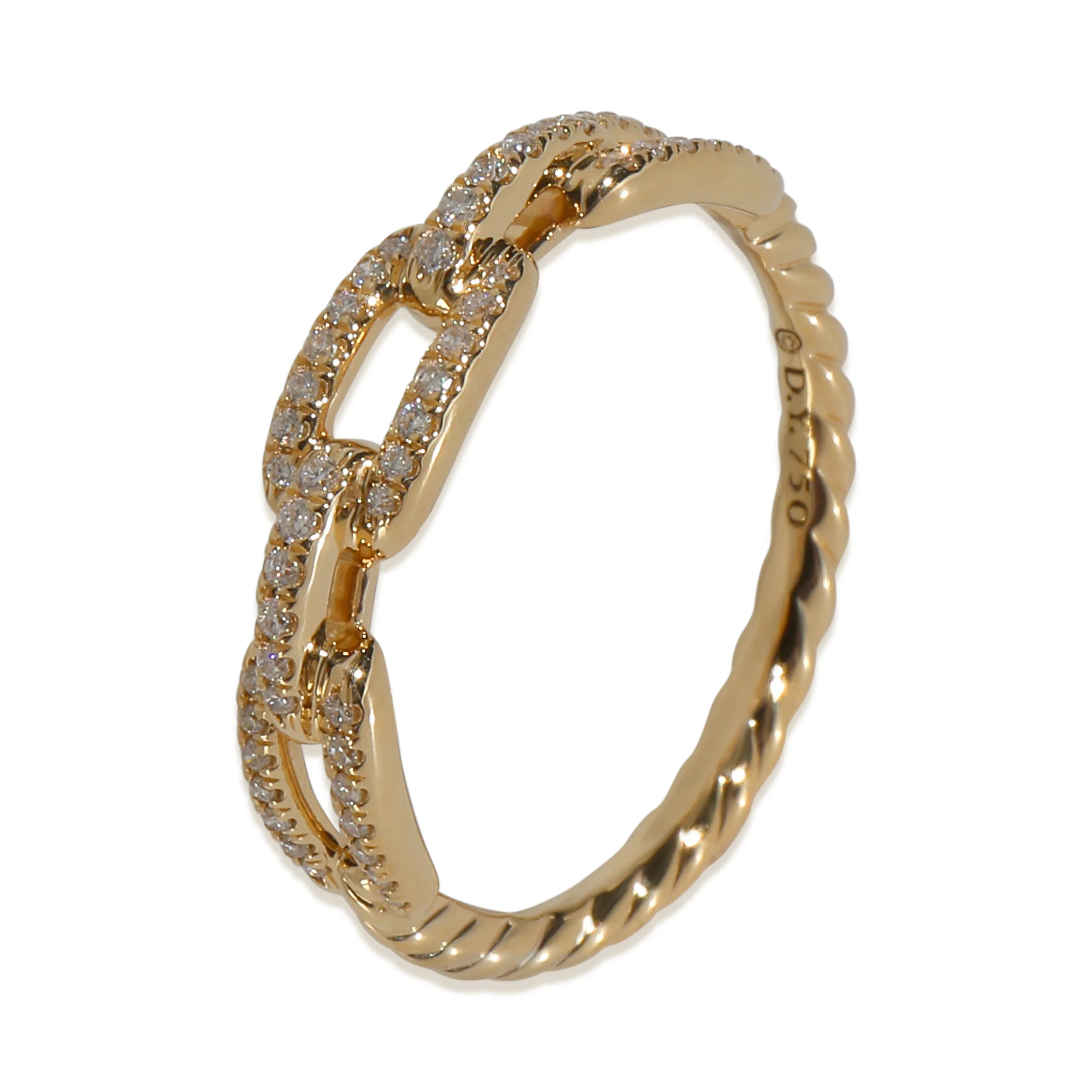 Yellow Gold Diamond Stax Chain Link Ring - Image 4