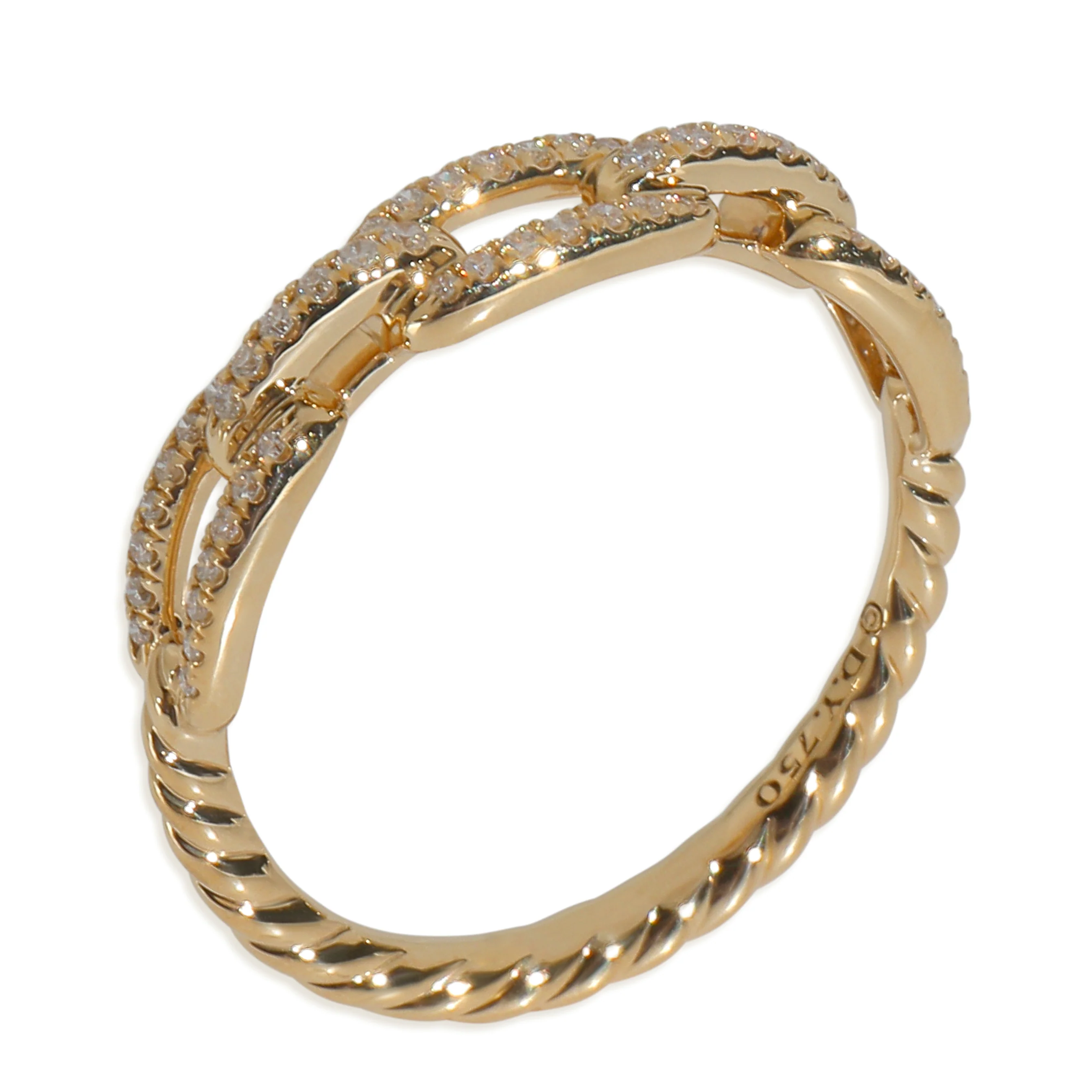 Yellow Gold Diamond Stax Chain Link Ring - Image 5