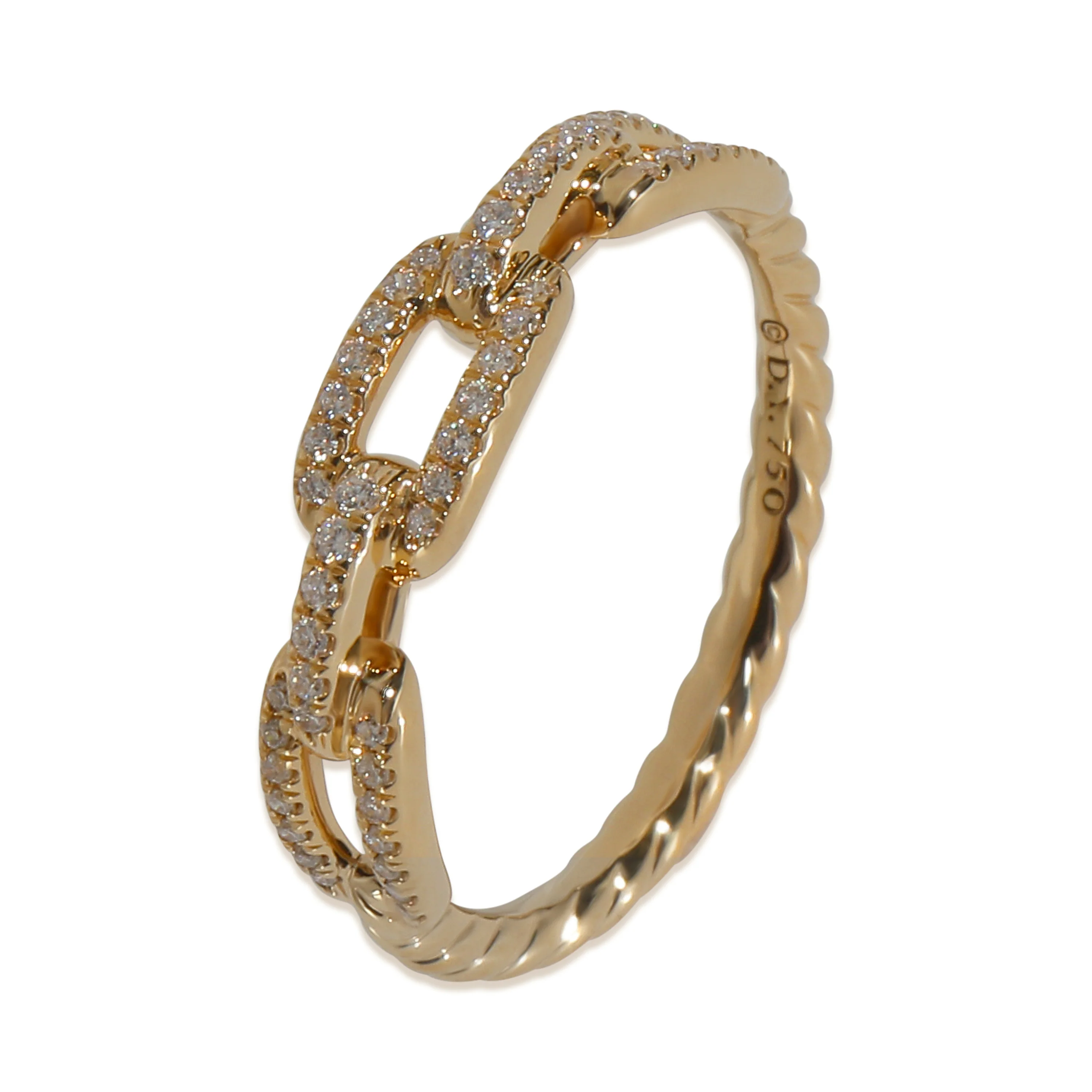 Yellow Gold Diamond Stax Chain Link Ring - Image 7