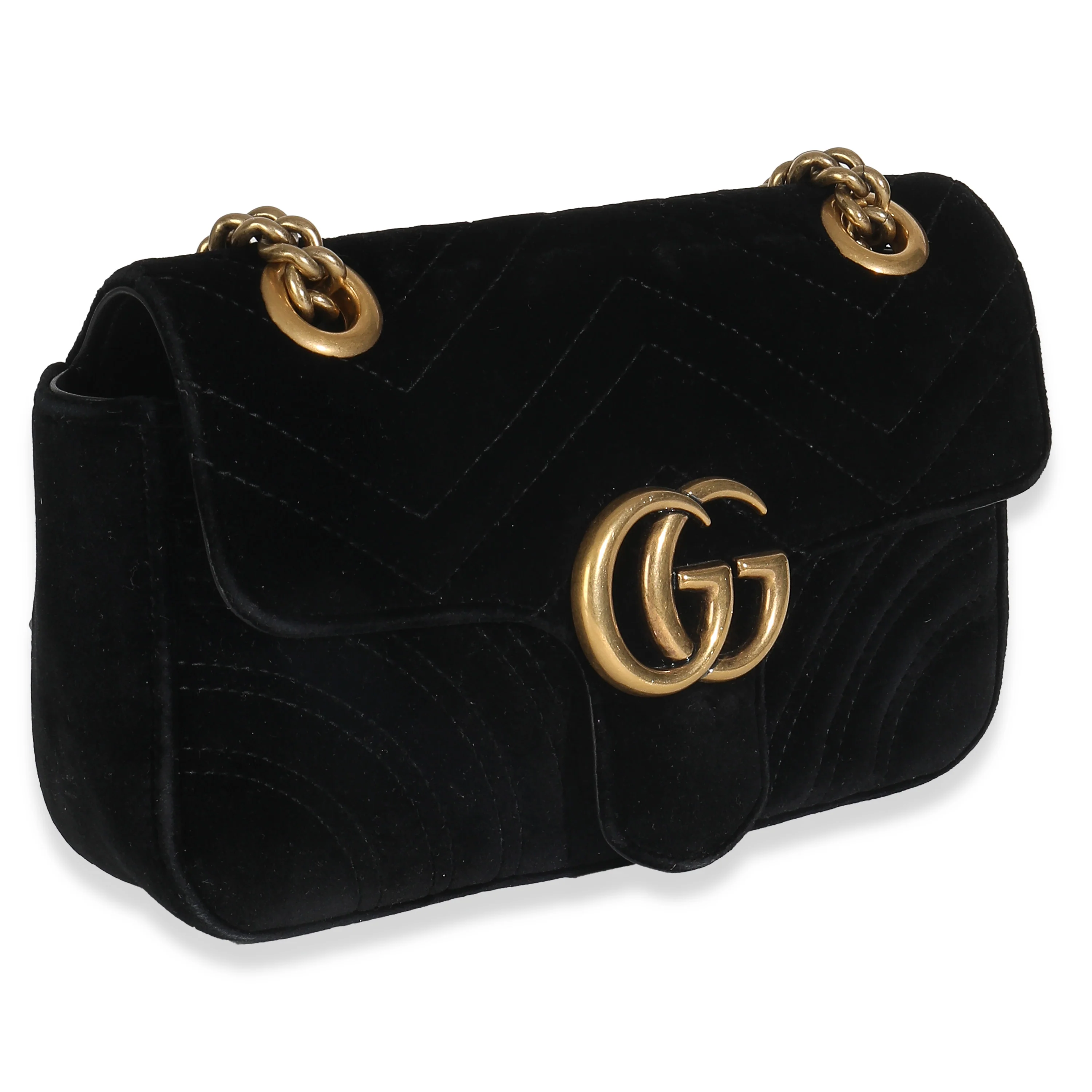 Black Velvet Matelasse Mini GG Marmont Shoulder Bag - Image 3