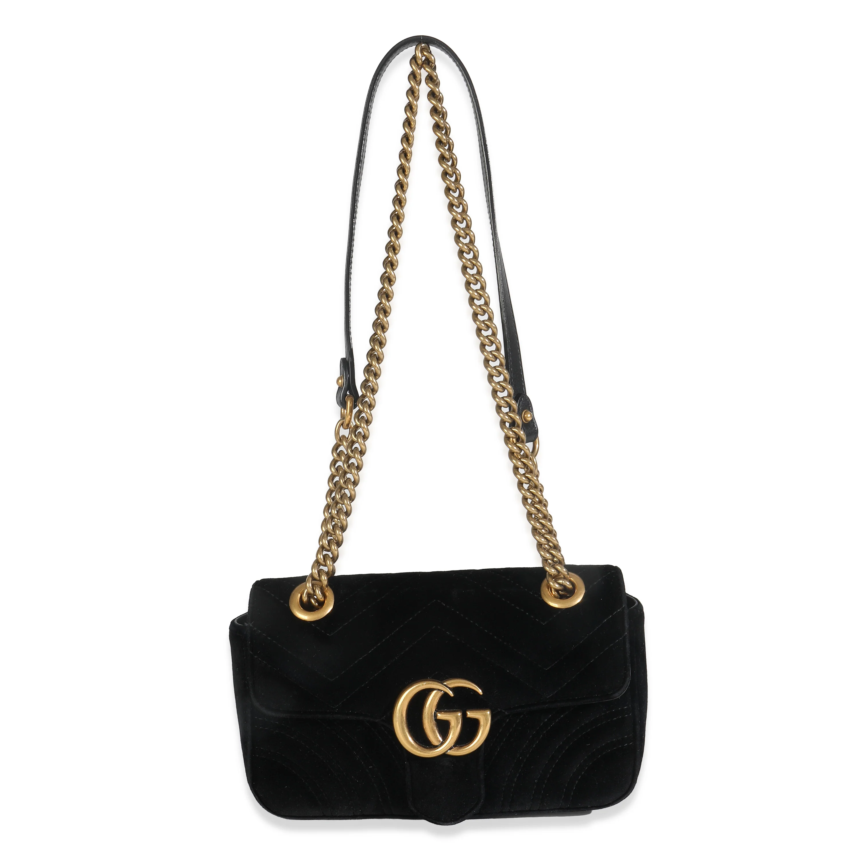 Black Velvet Matelasse Mini GG Marmont Shoulder Bag - Image 8