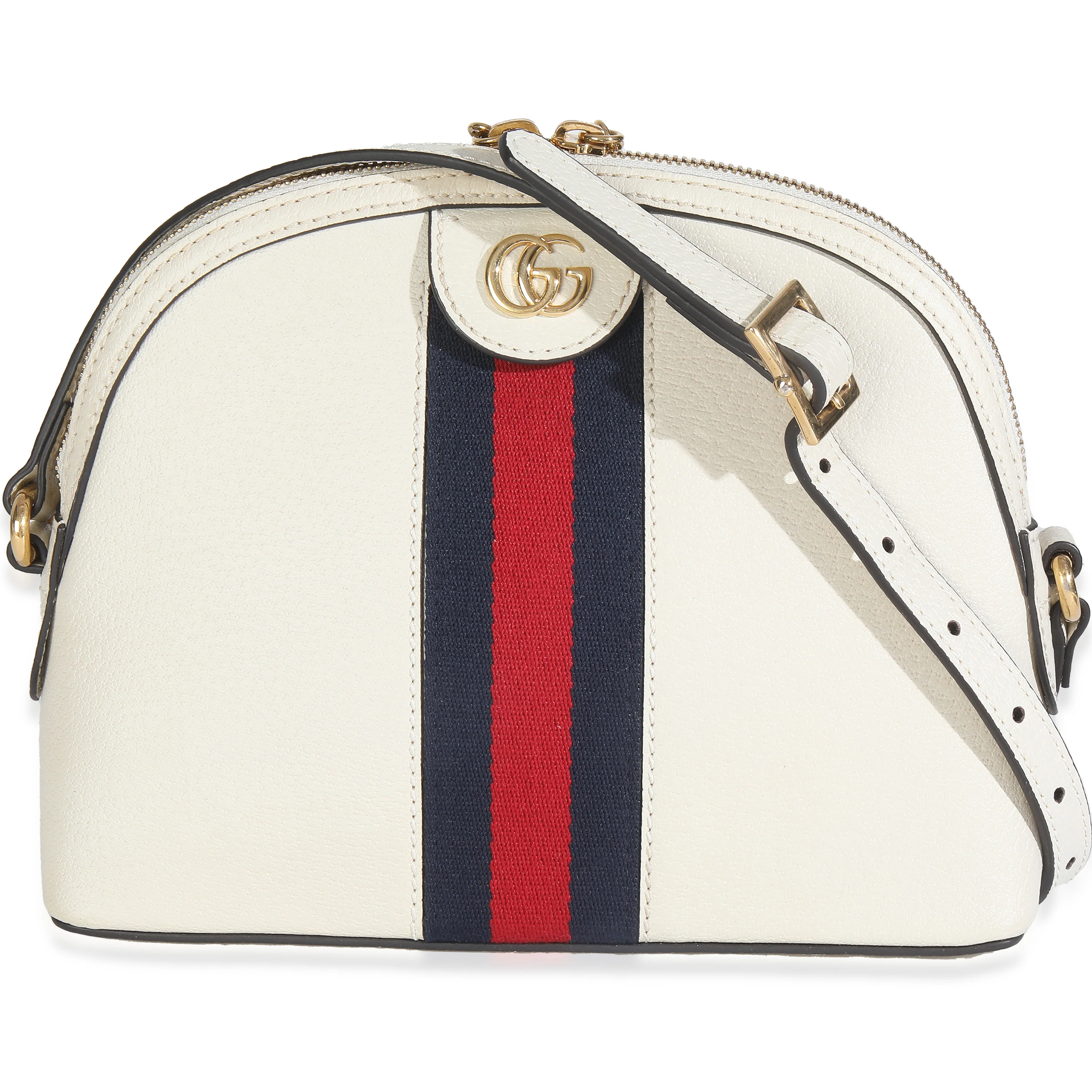 Mystic White Textured Dollar Calfskin Web Small Ophidia Dome Bag - Image 4