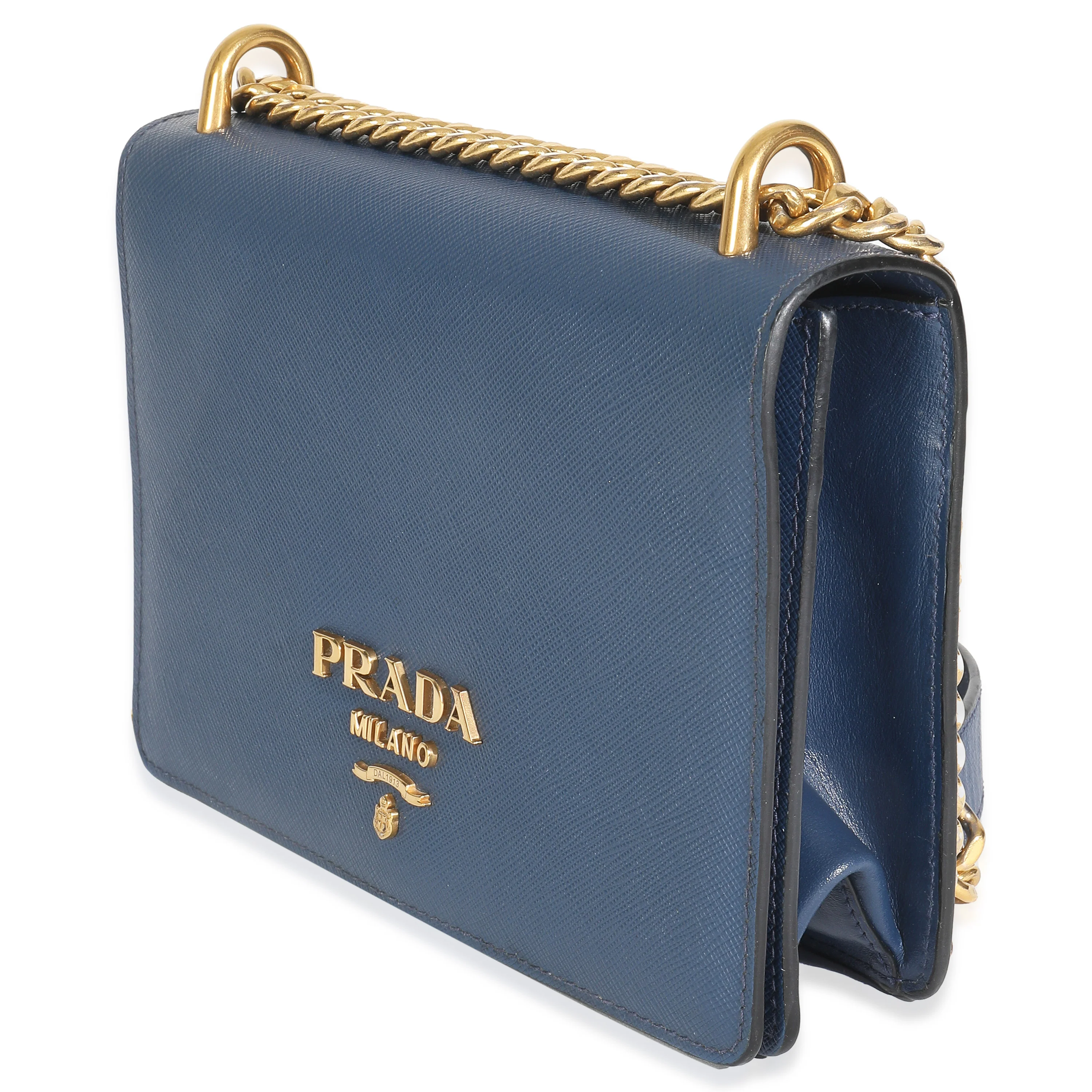 Bluette Saffiano Lux Mini Chain Bag - Image 2