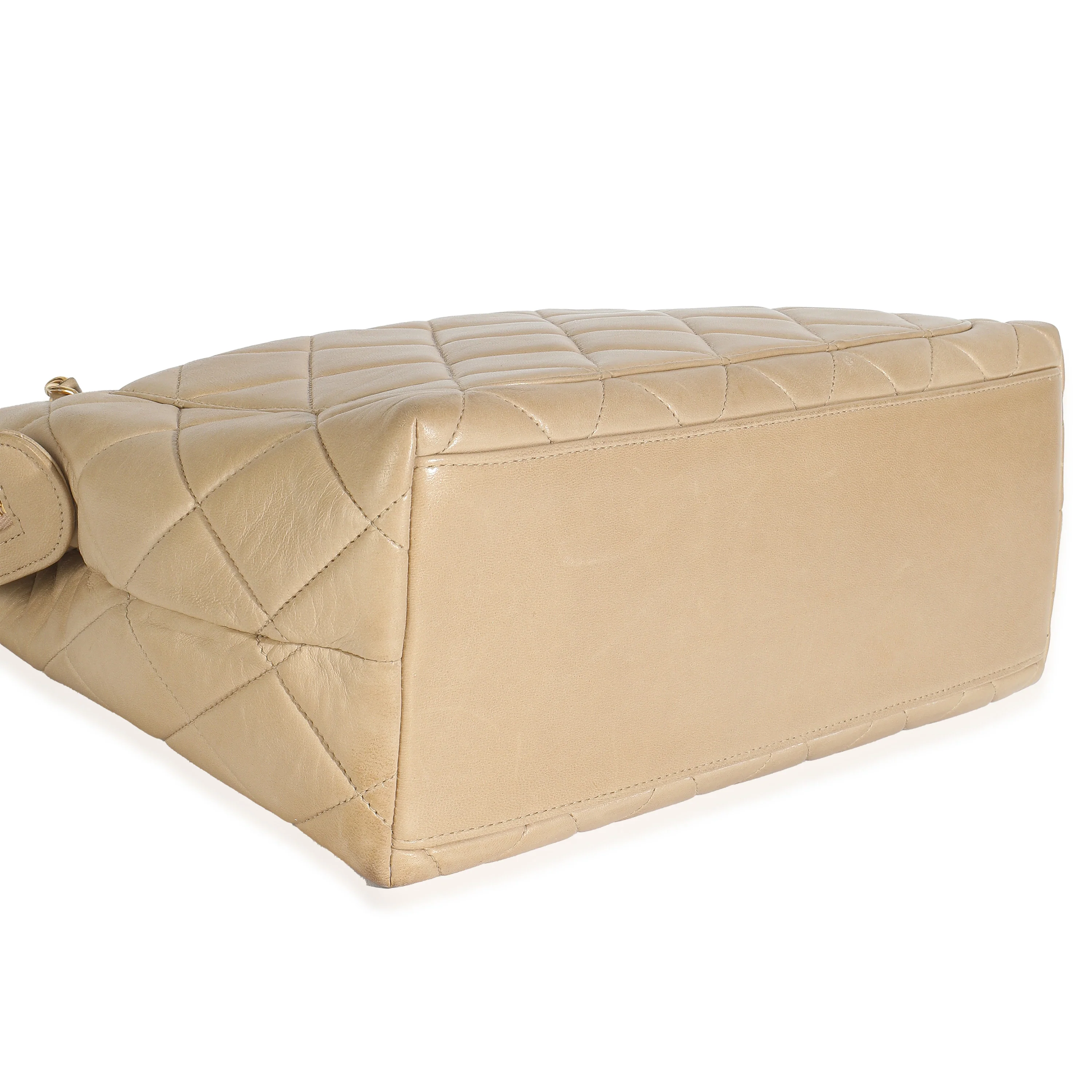 Vintage Beige Quilted Lambskin Camera Bag - Image 6