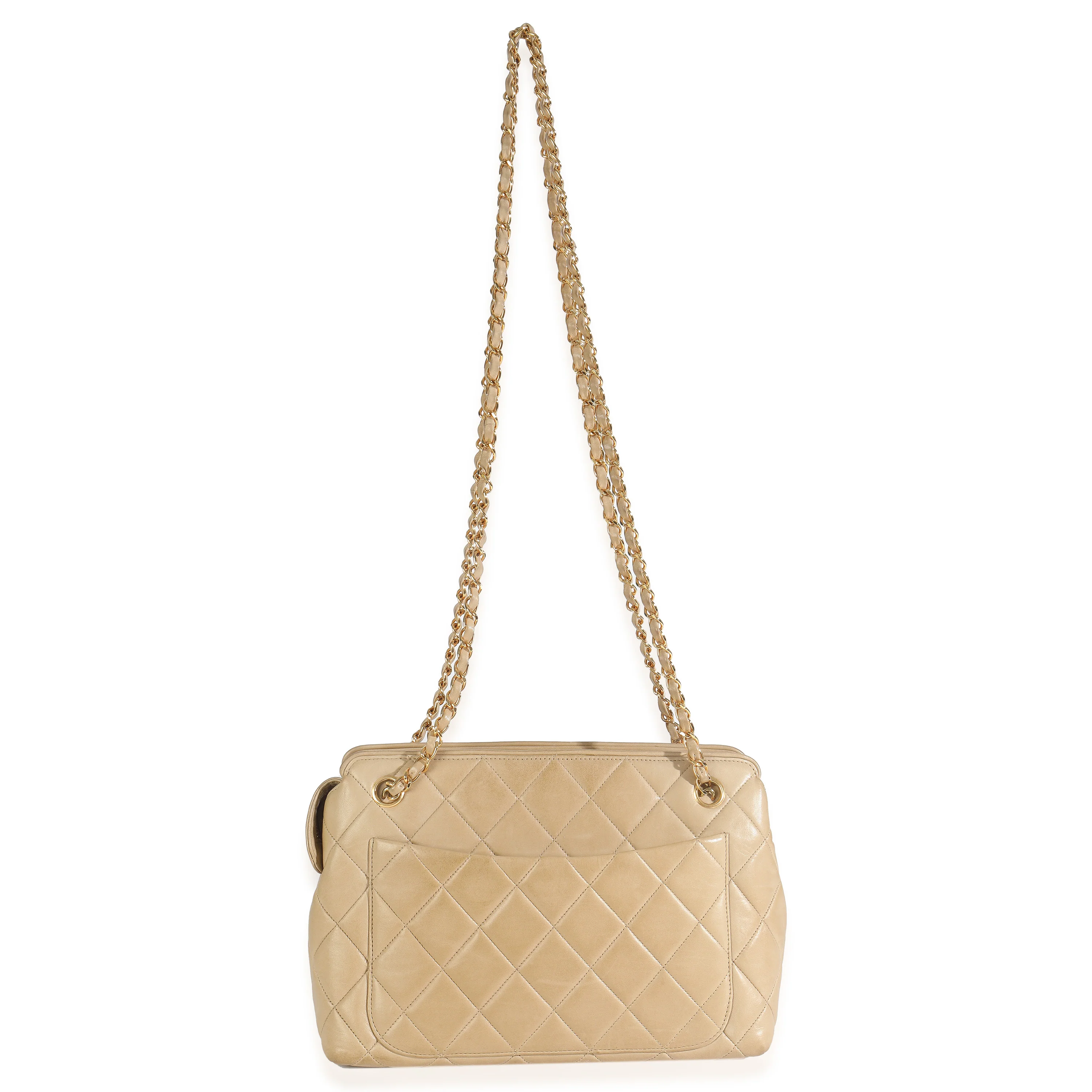 Vintage Beige Quilted Lambskin Camera Bag - Image 8
