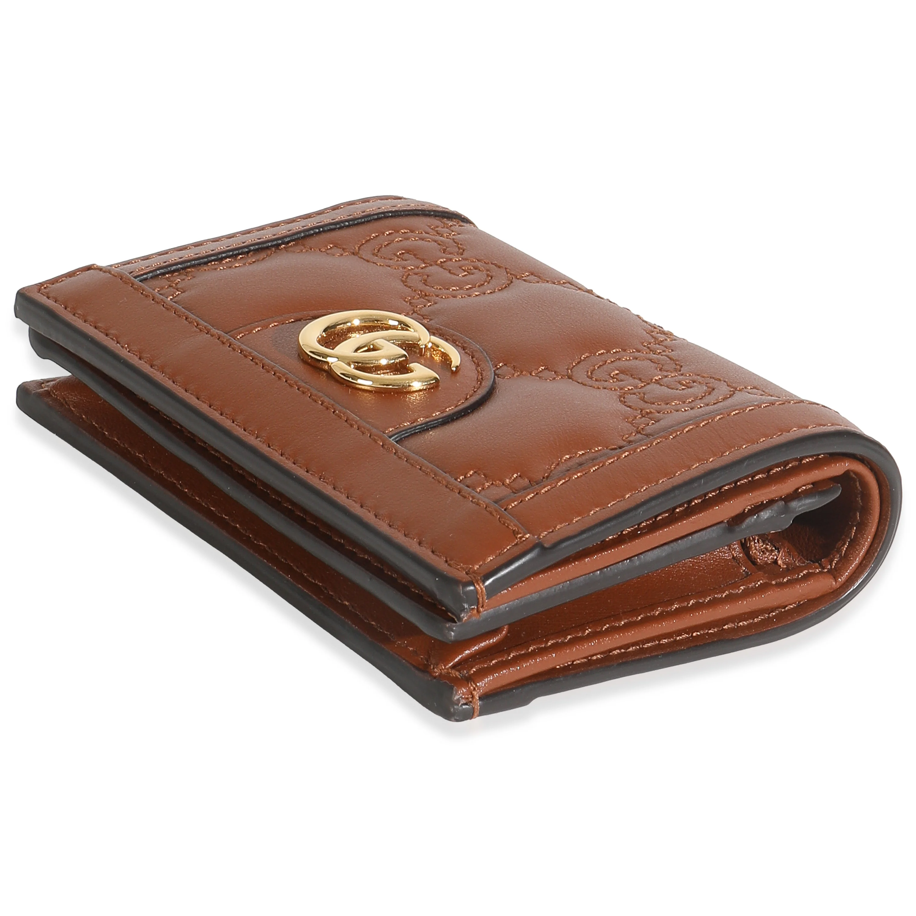 Brown Calfskin Matelasse GG Card Case Wallet - Image 7