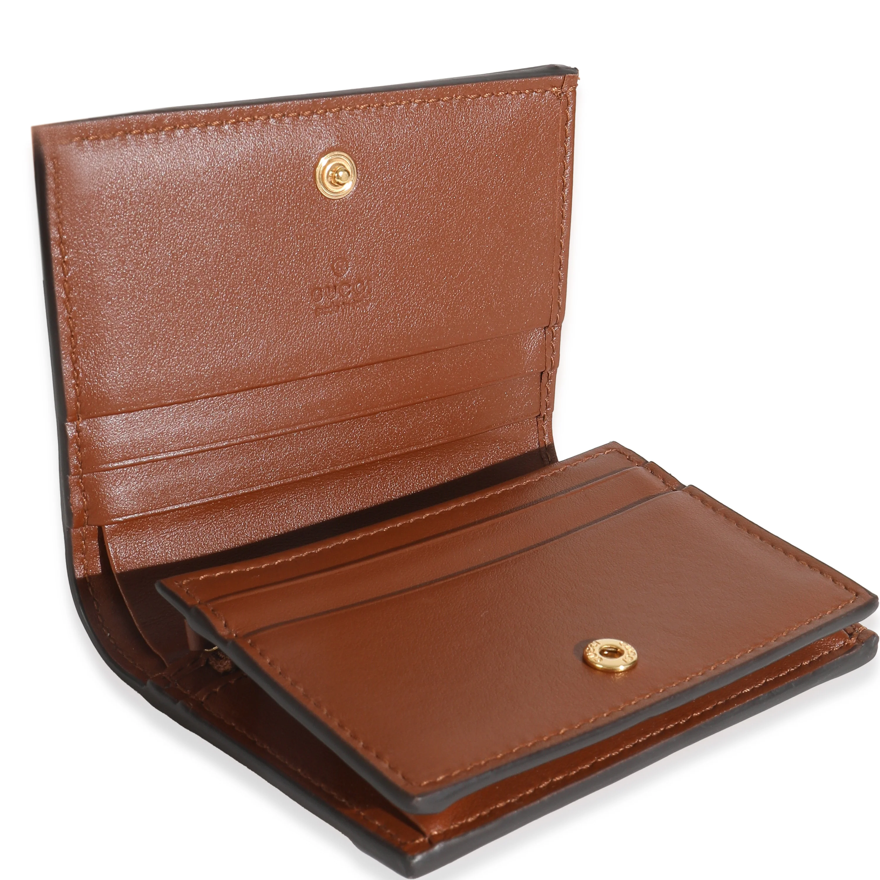 Brown Calfskin Matelasse GG Card Case Wallet - Image 8