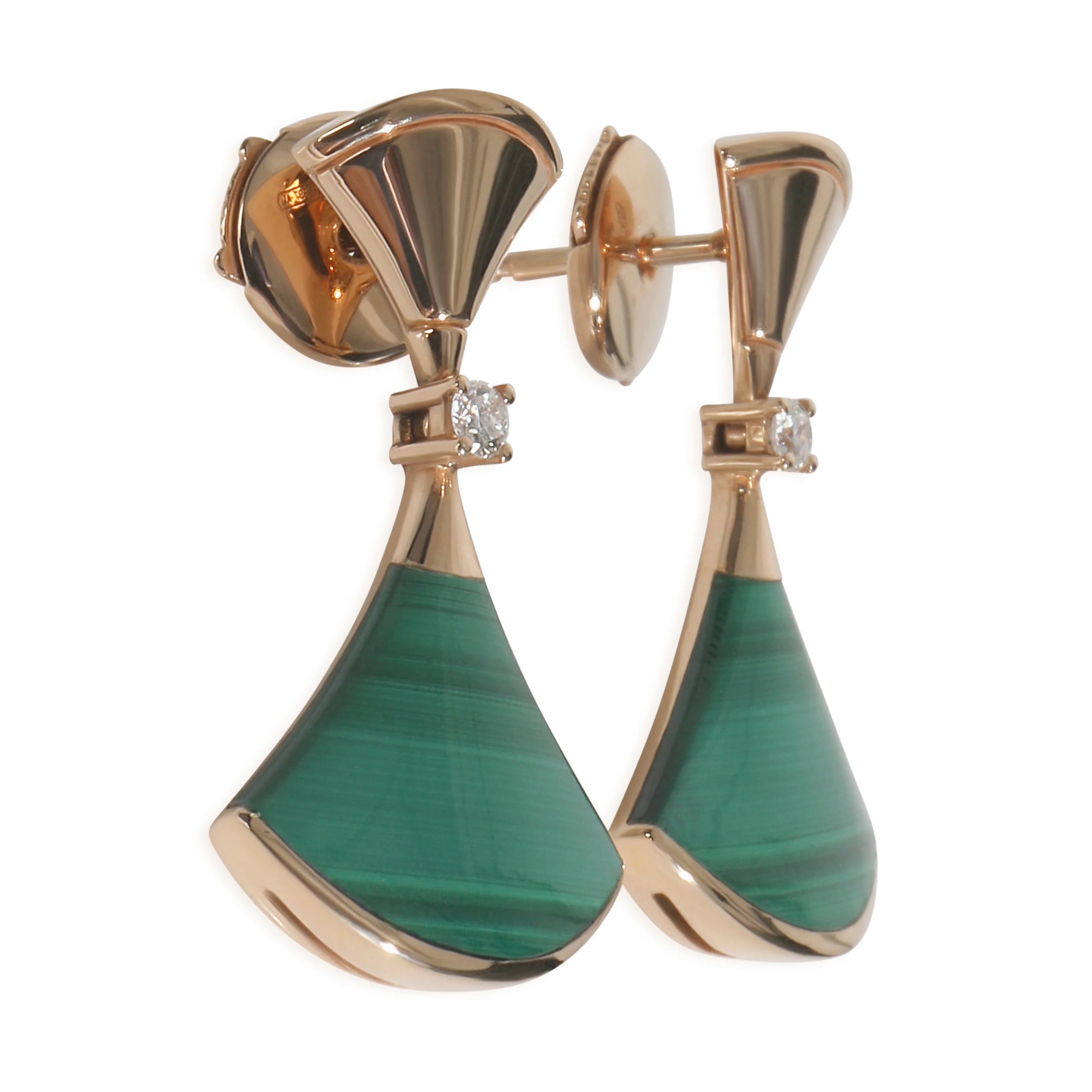 Rose Gold Malachite and Diamond Divas Dream Earrings - Image 3