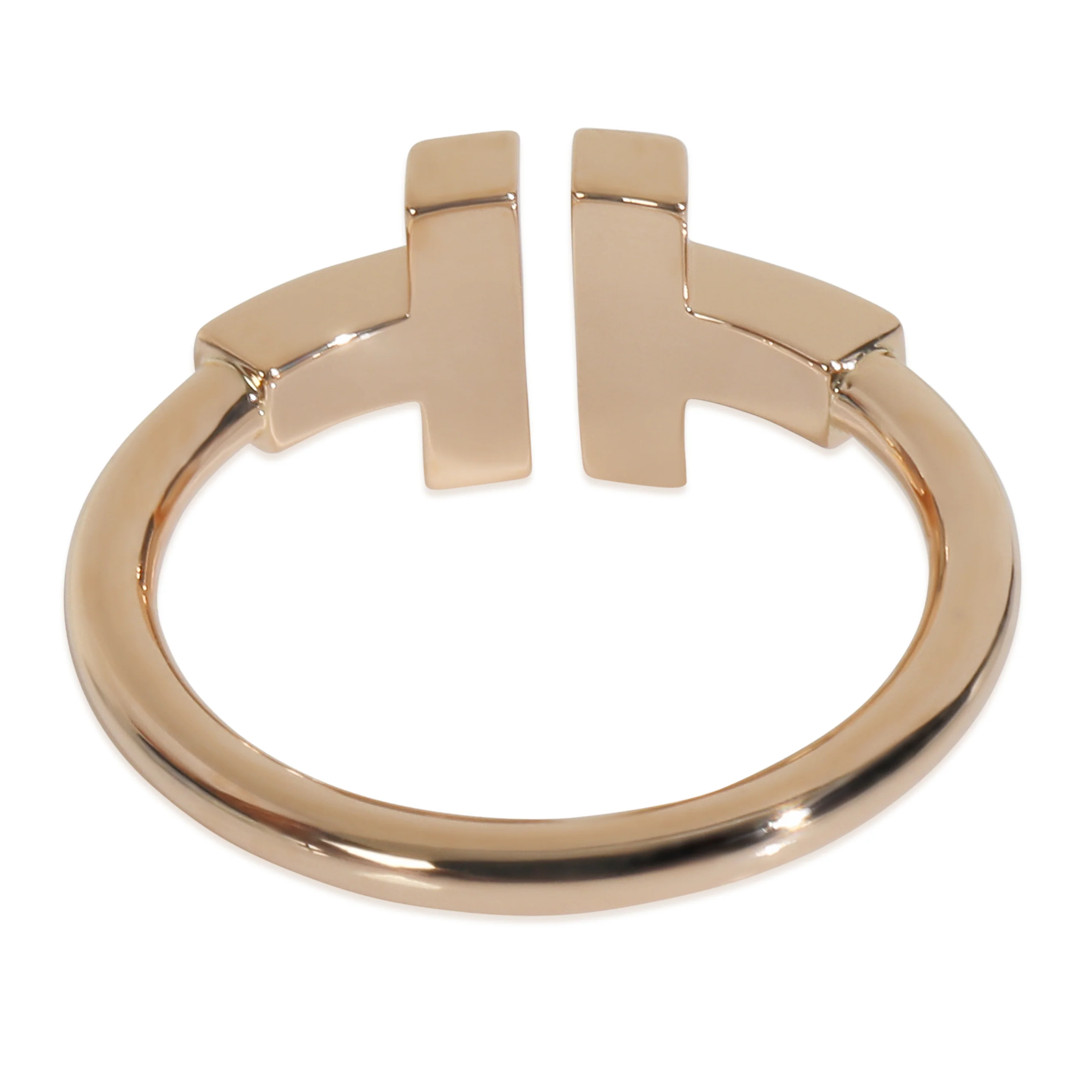 Rose Gold Mother Of Pearl and Diamond Tiffany T Wire Ring - Image 4