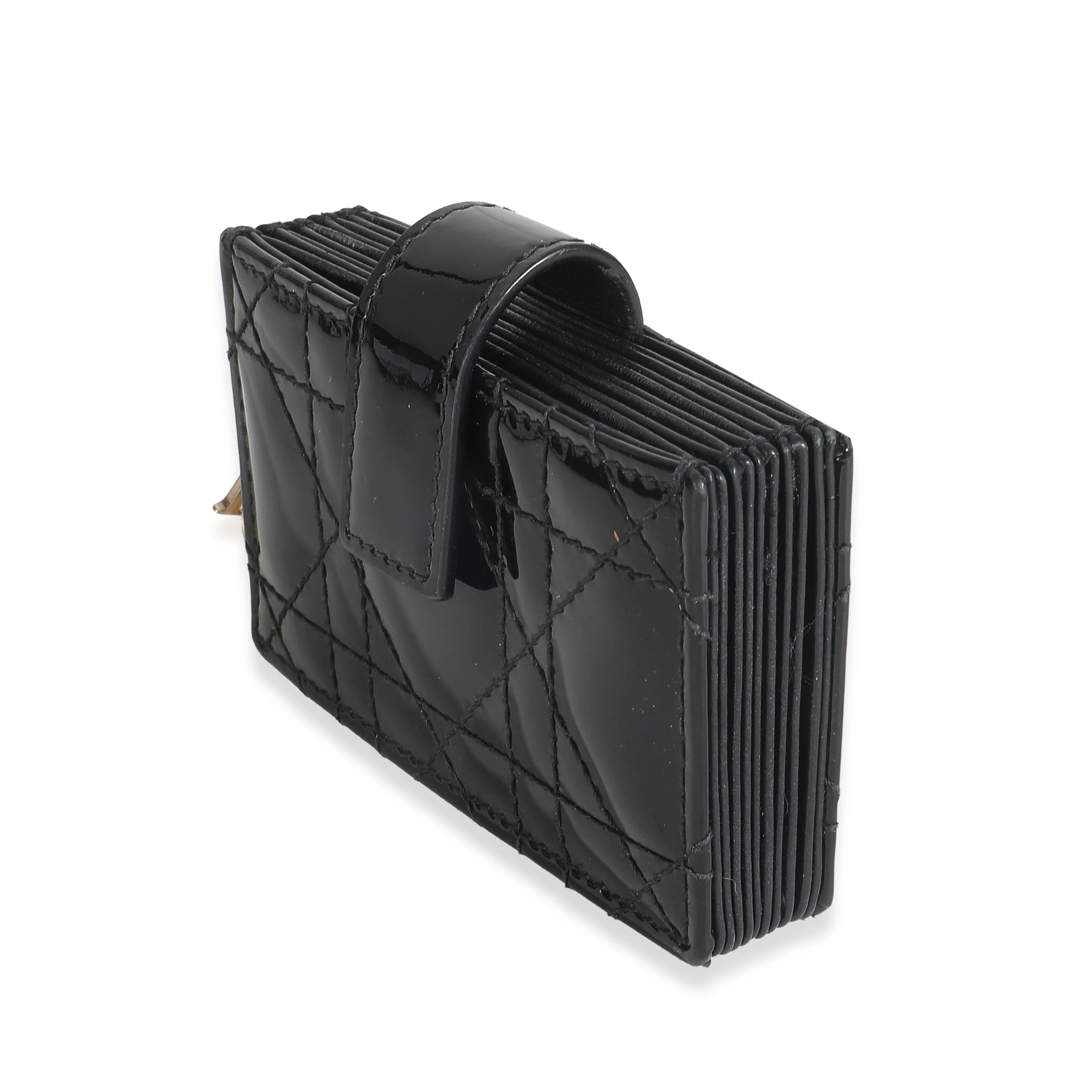 Black Patent Cannage Lady Dior 5 Gusset Card Holder - Image 2