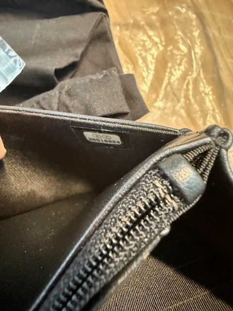 Dark Grey Iridescent Quilted Lambskin Pearl Wallet On Chain - Image 12