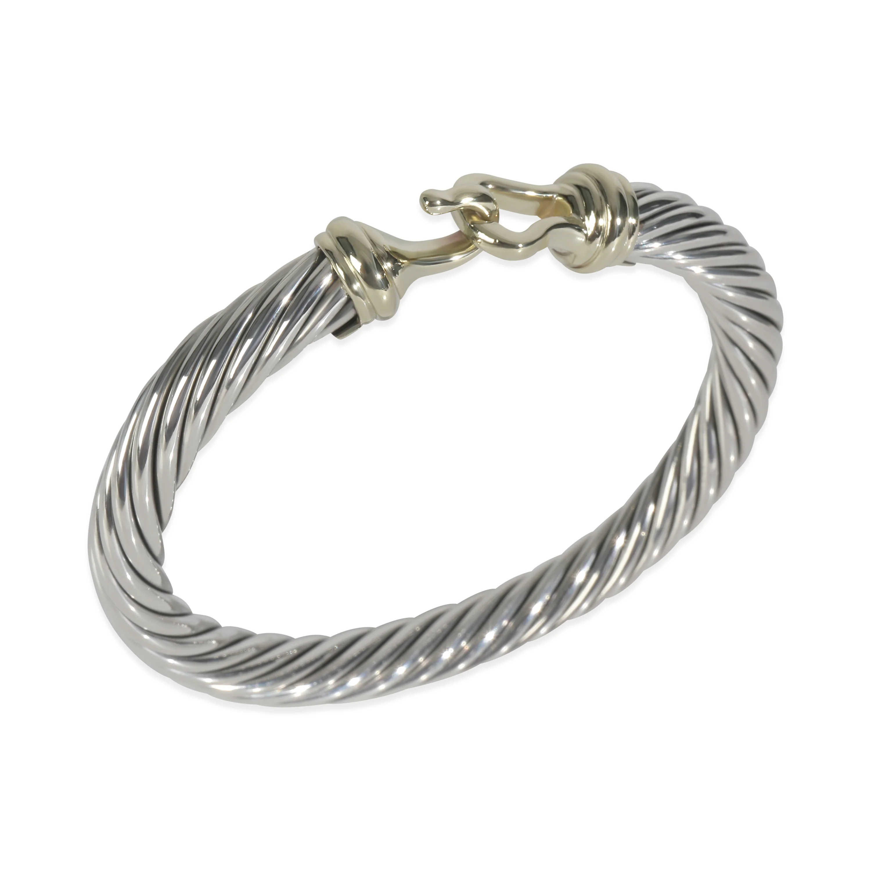 Yellow Gold & Sterling Silver  Cable Hook Bracelet - Image 4