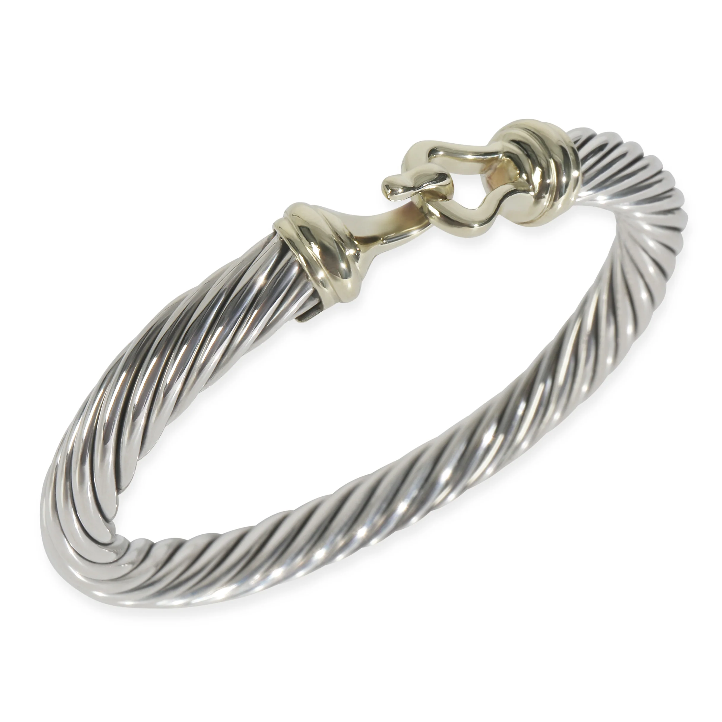 Yellow Gold & Sterling Silver  Cable Hook Bracelet - Image 5