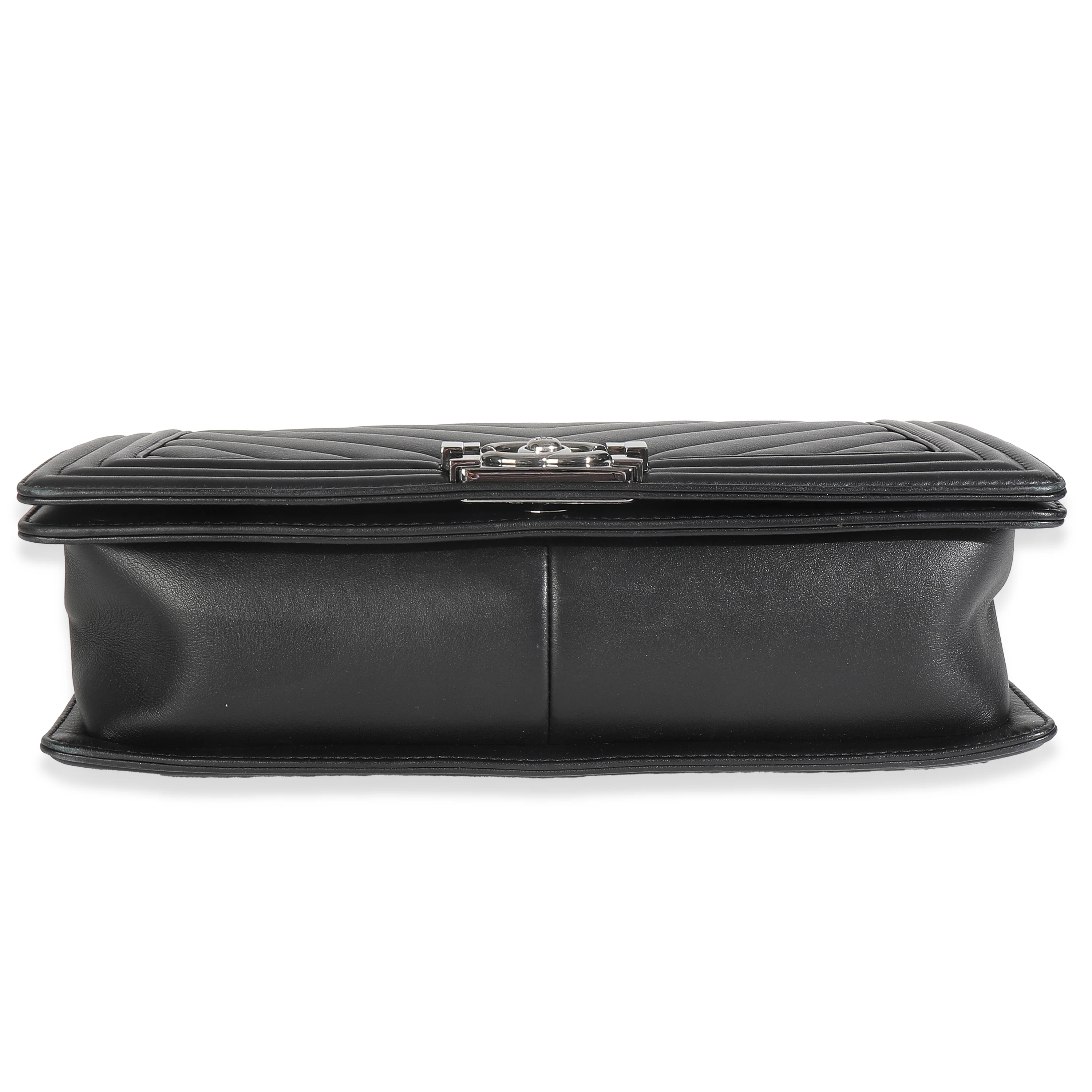Black Calfskin Quilted Chevron New Medium Boy Bag - Image 5