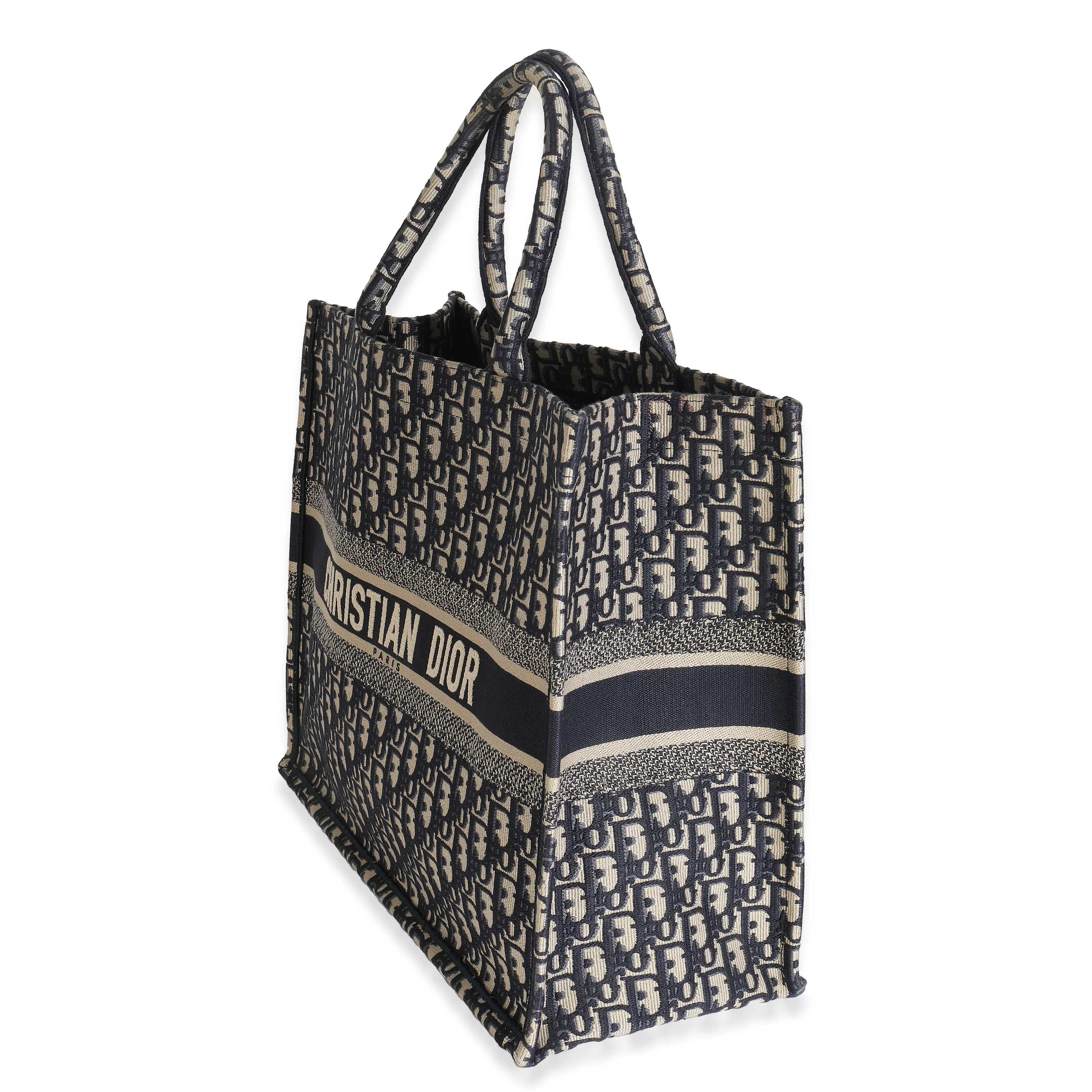 Ecru Blue Oblique Canvas Large Book Tote - Image 2
