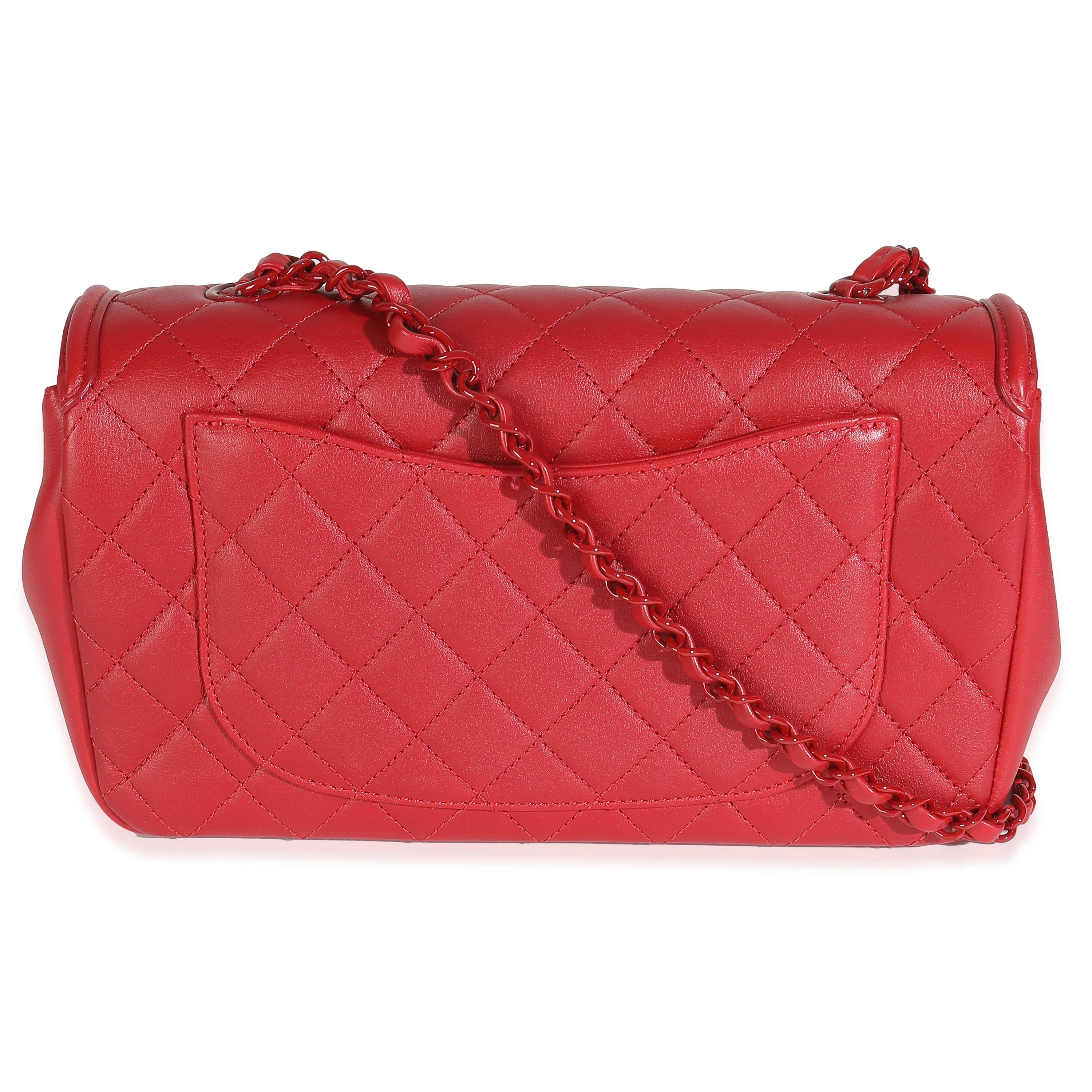Red Quilted Calfskin Medium Incognito CC Filigree Flap Bag - Image 4