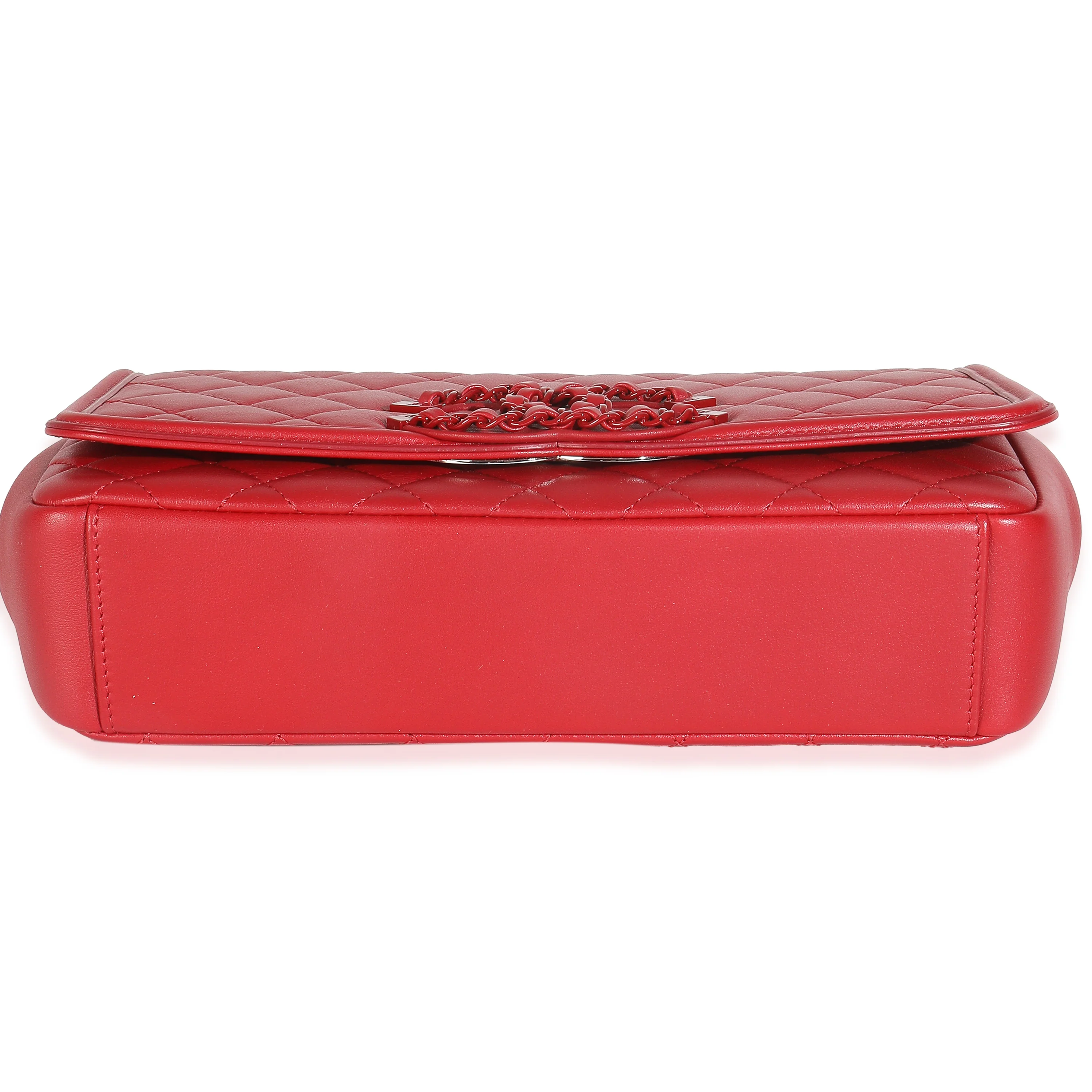 Red Quilted Calfskin Medium Incognito CC Filigree Flap Bag - Image 5