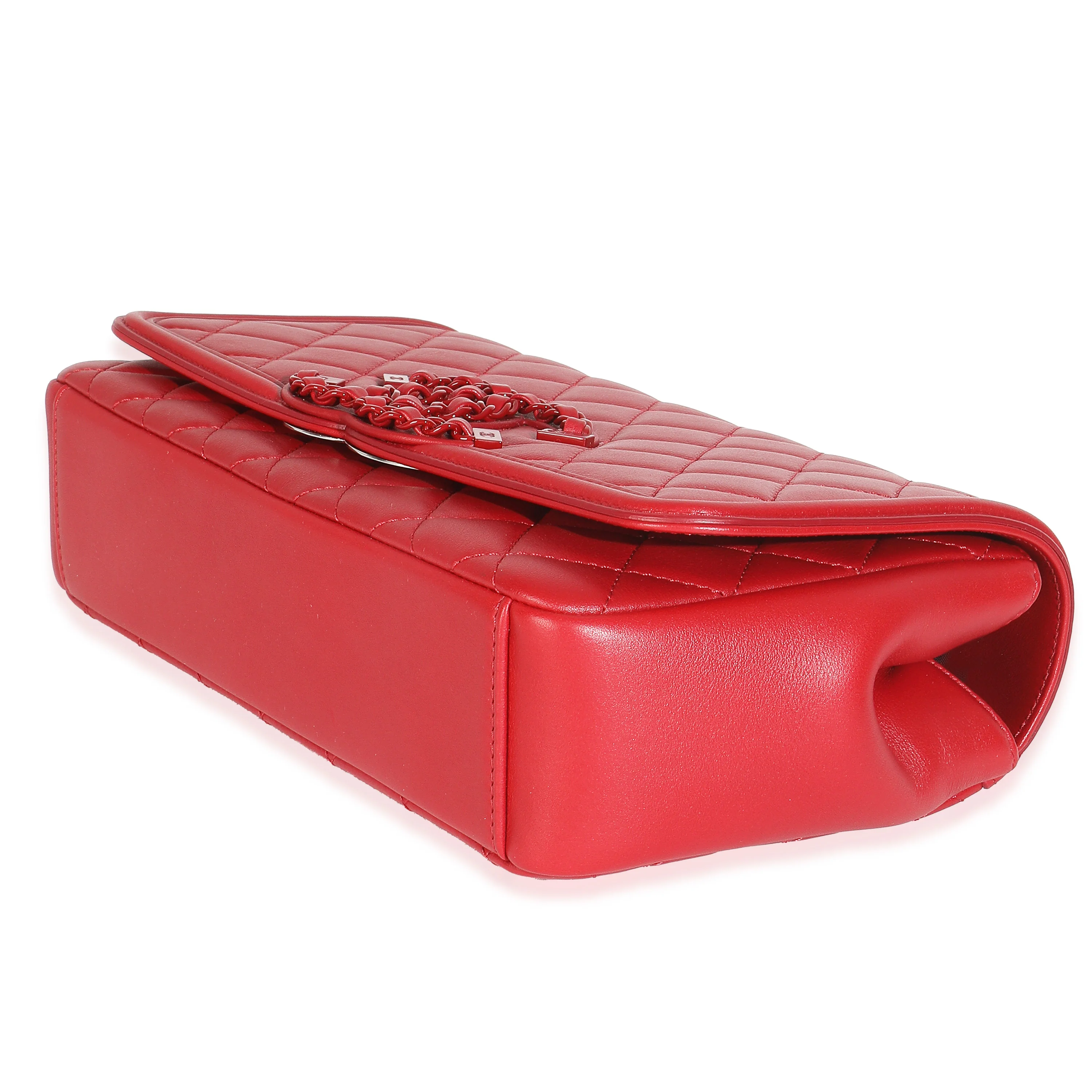 Red Quilted Calfskin Medium Incognito CC Filigree Flap Bag - Image 7