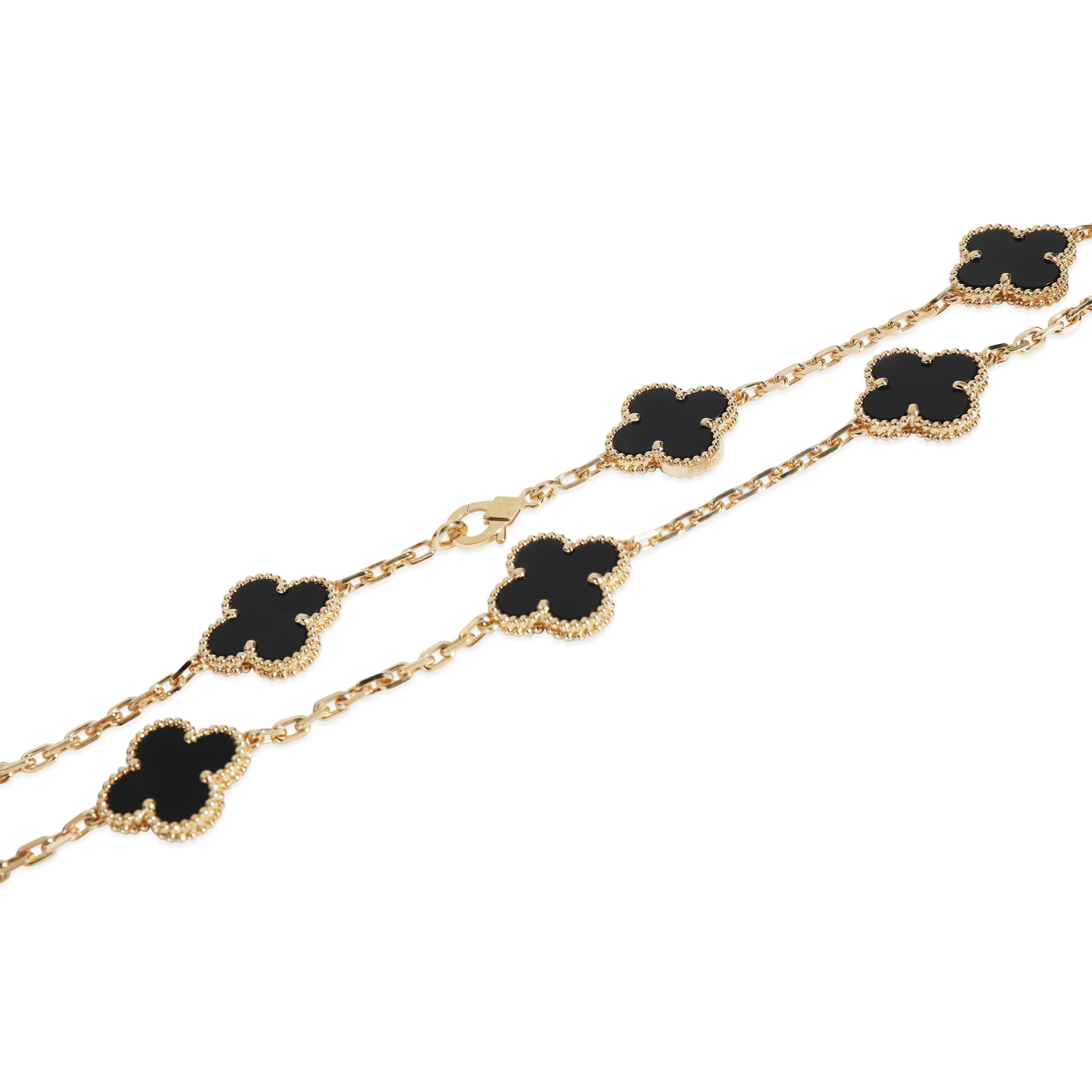 Yellow Gold Onyx Vintage Alhambra Necklace - Image 2