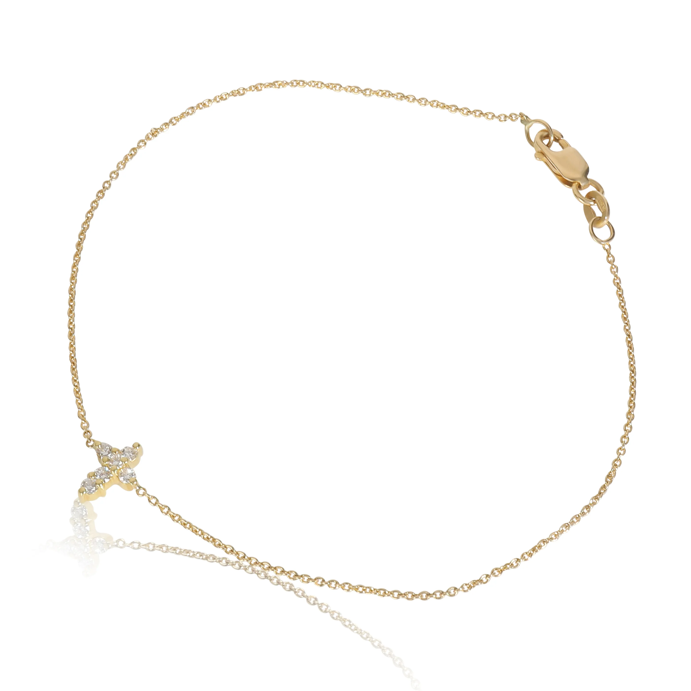 Yellow Gold Diamond Tiny Treasures Small Cross Bracelet - Image 2